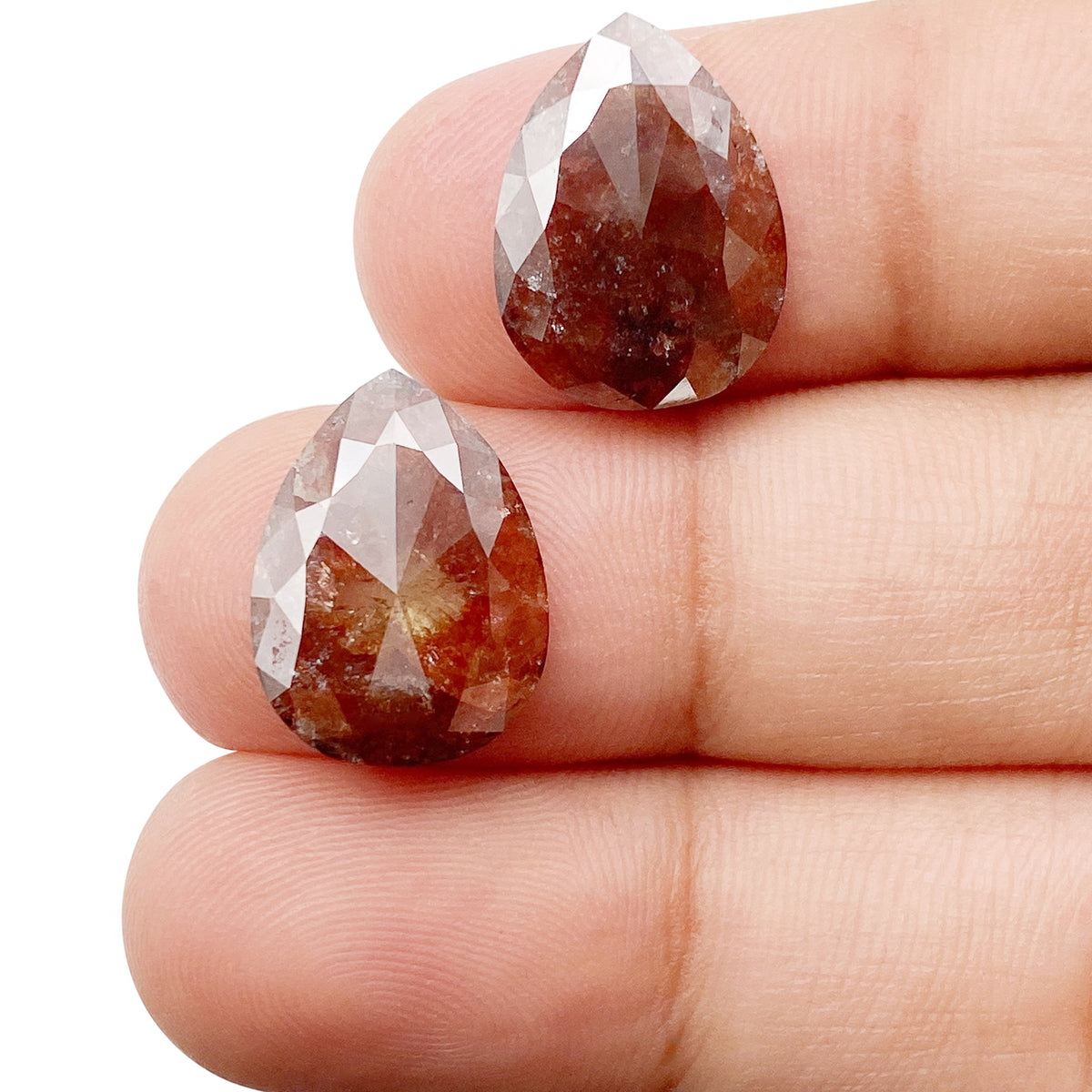 6.50cttw | Rustic  Pear Shape Rose Cut Diamond Matched Pair - Modern Rustic Diamond