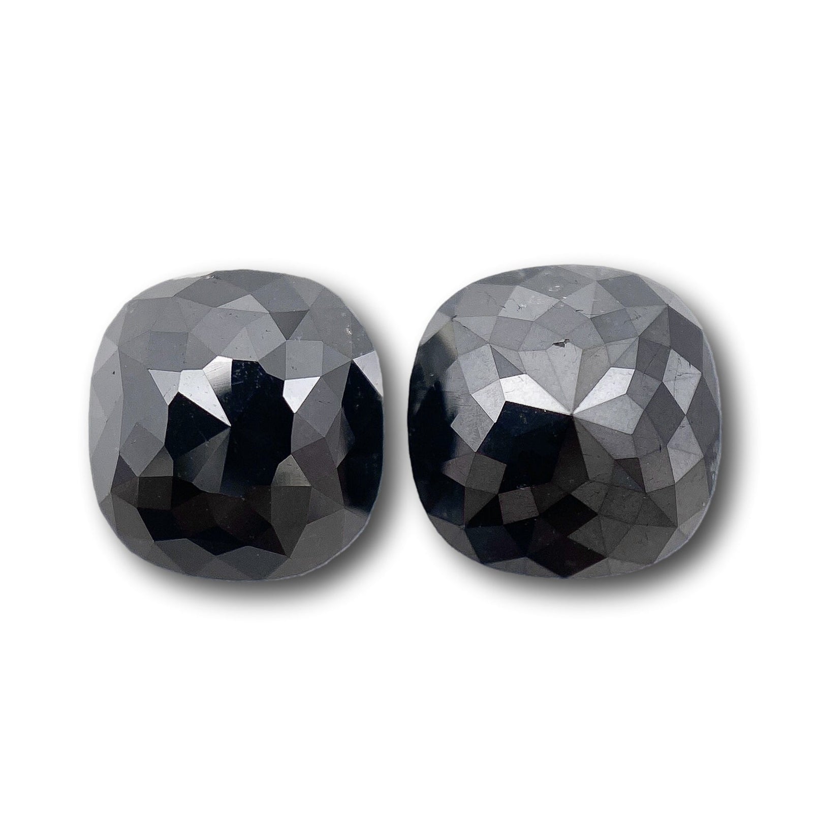2.49cttw | Black Cushion Shape Rose Cut Diamond Matched Pair-Modern Rustic Diamond