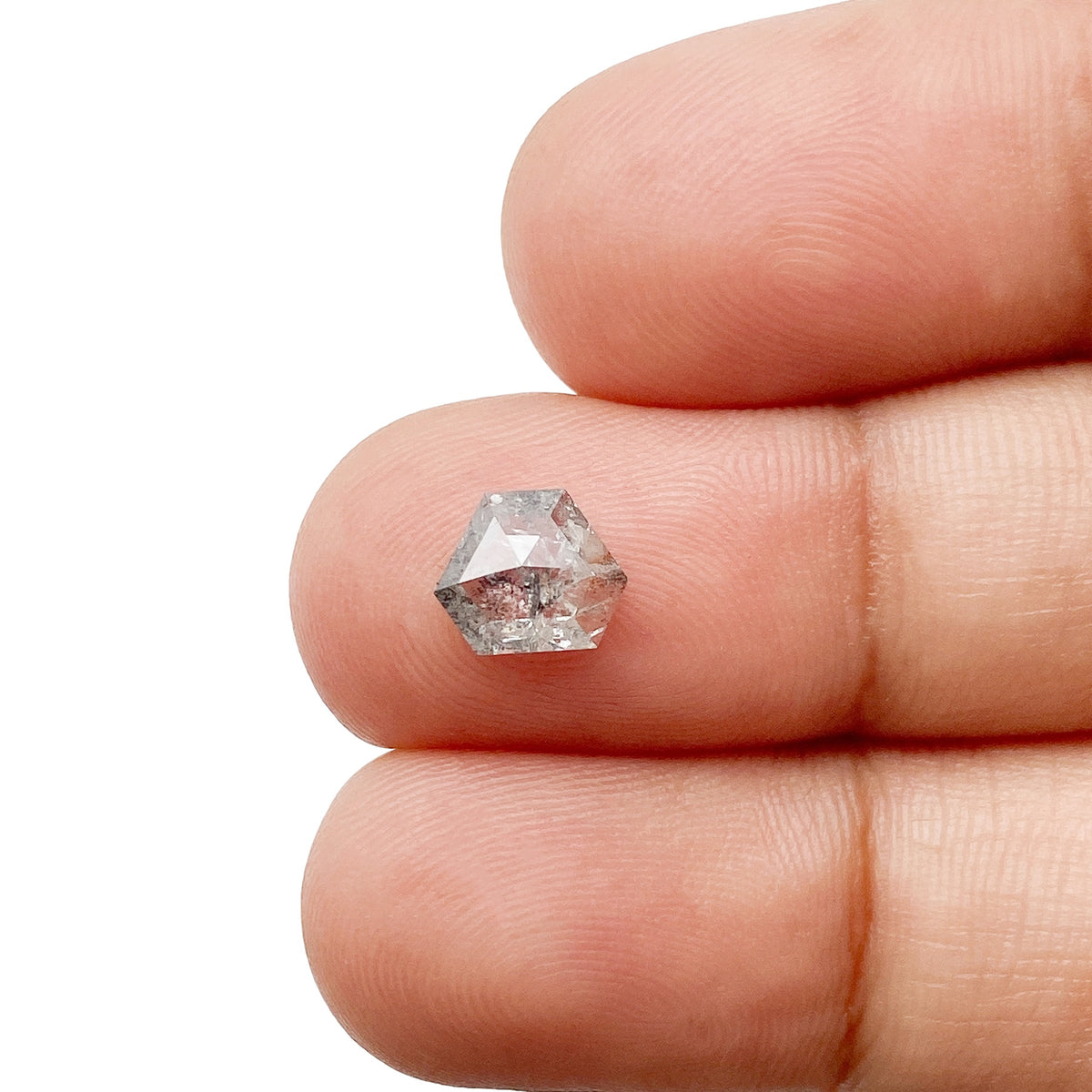 0.75ct | Salt &amp; Pepper Shield Shape Rose Cut Diamond - Modern Rustic Diamond