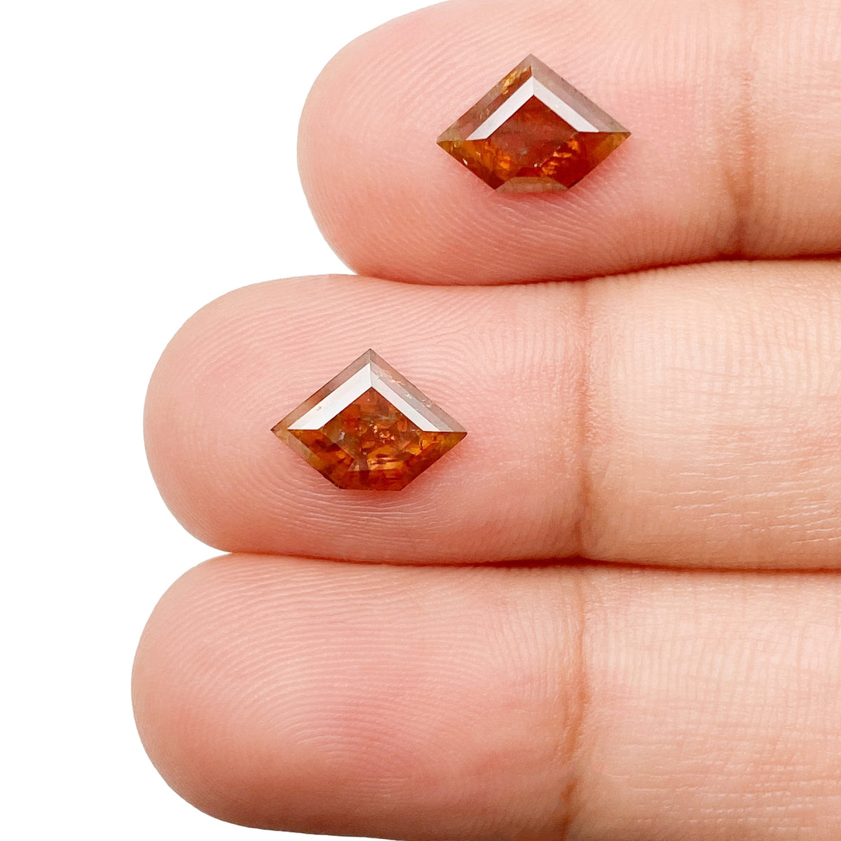 1.15cttw | Rustic Shield Shape Rose Cut Diamond Matched Pair - Modern Rustic Diamond