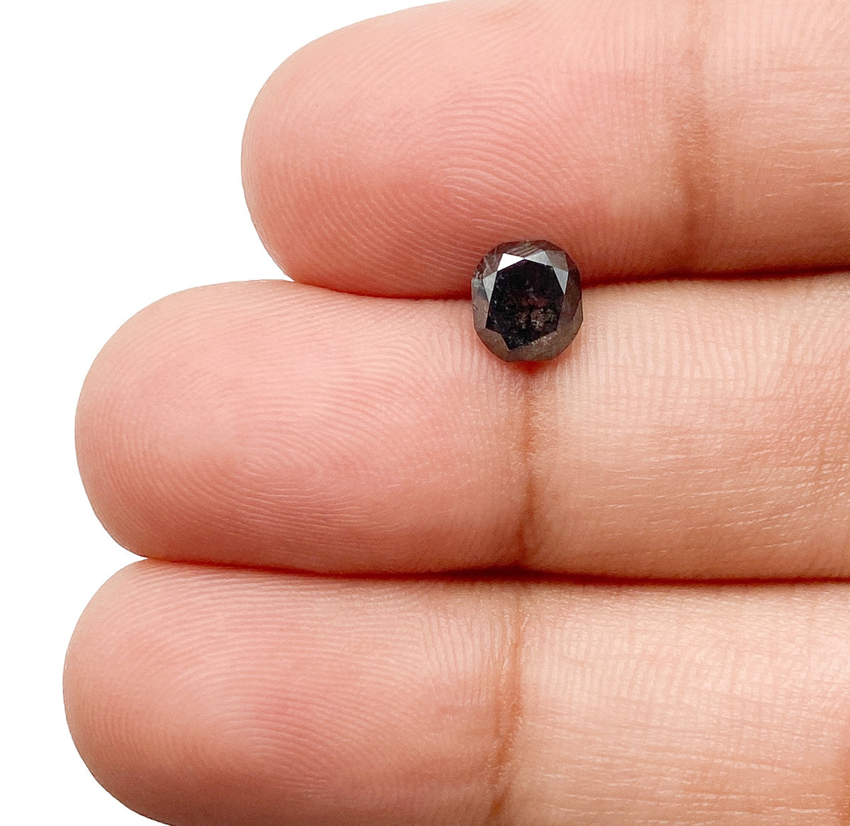 0.94ct | Salt &amp; Pepper Cushion Shape Rose Cut Diamond - Modern Rustic Diamond