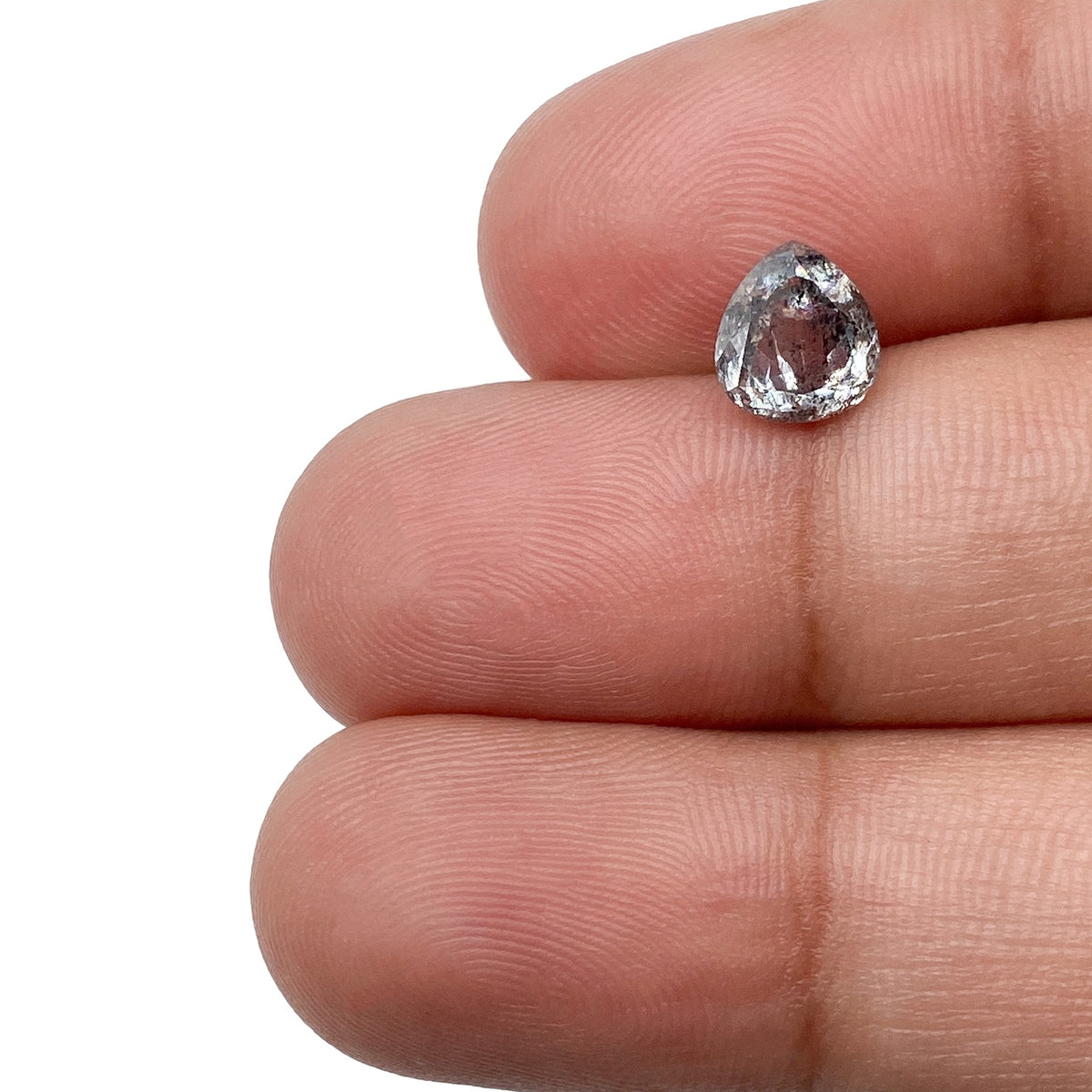 1.16ct | Salt &amp; Pepper Pear Shape Rose Cut Diamond - Modern Rustic Diamond