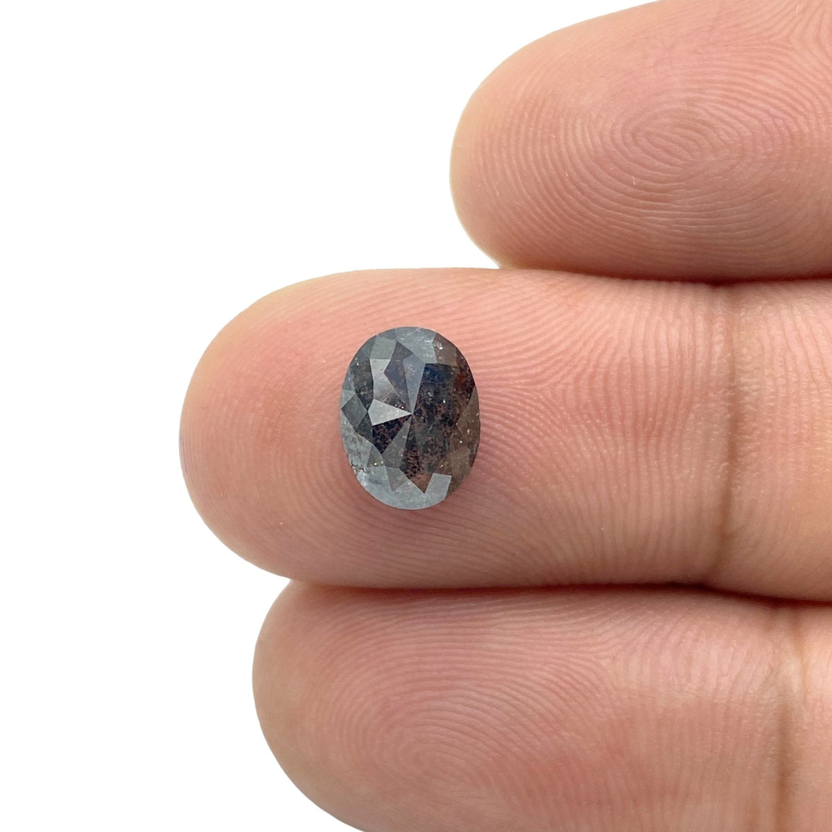 1.73ct | Salt &amp; Pepper Oval Shape Rose Cut Diamond - Modern Rustic Diamond