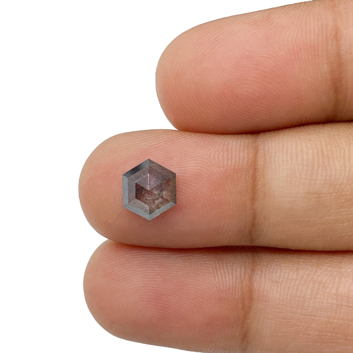 0.96ct | Salt &amp; Pepper Hexagon Shape Rose Cut Diamond - Modern Rustic Diamond
