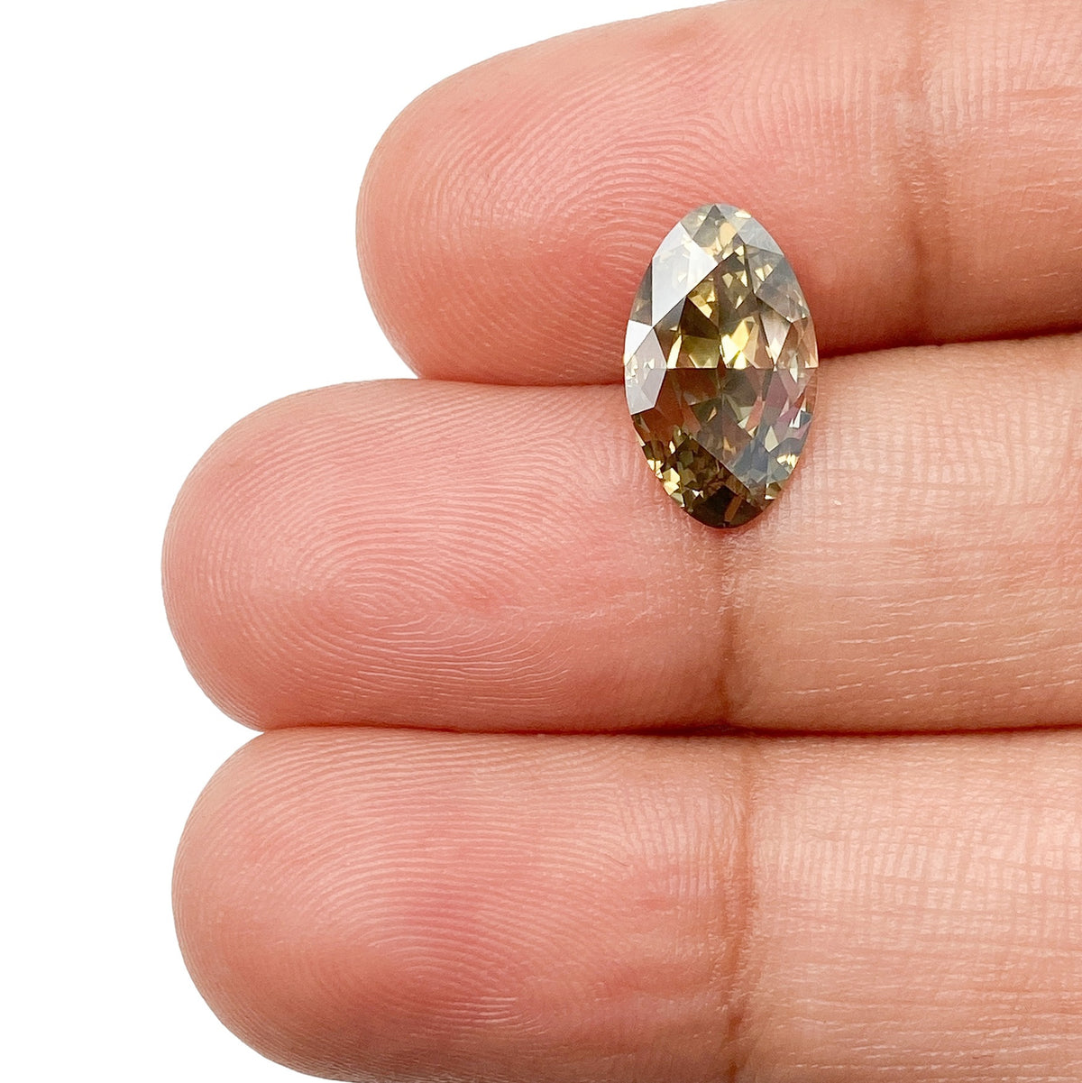 1.61ct | Fancy Dark Brown-Greenish Yellow SI1 Marquise Shape Old Mine Cut Diamond (GIA) - Modern Rustic Diamond