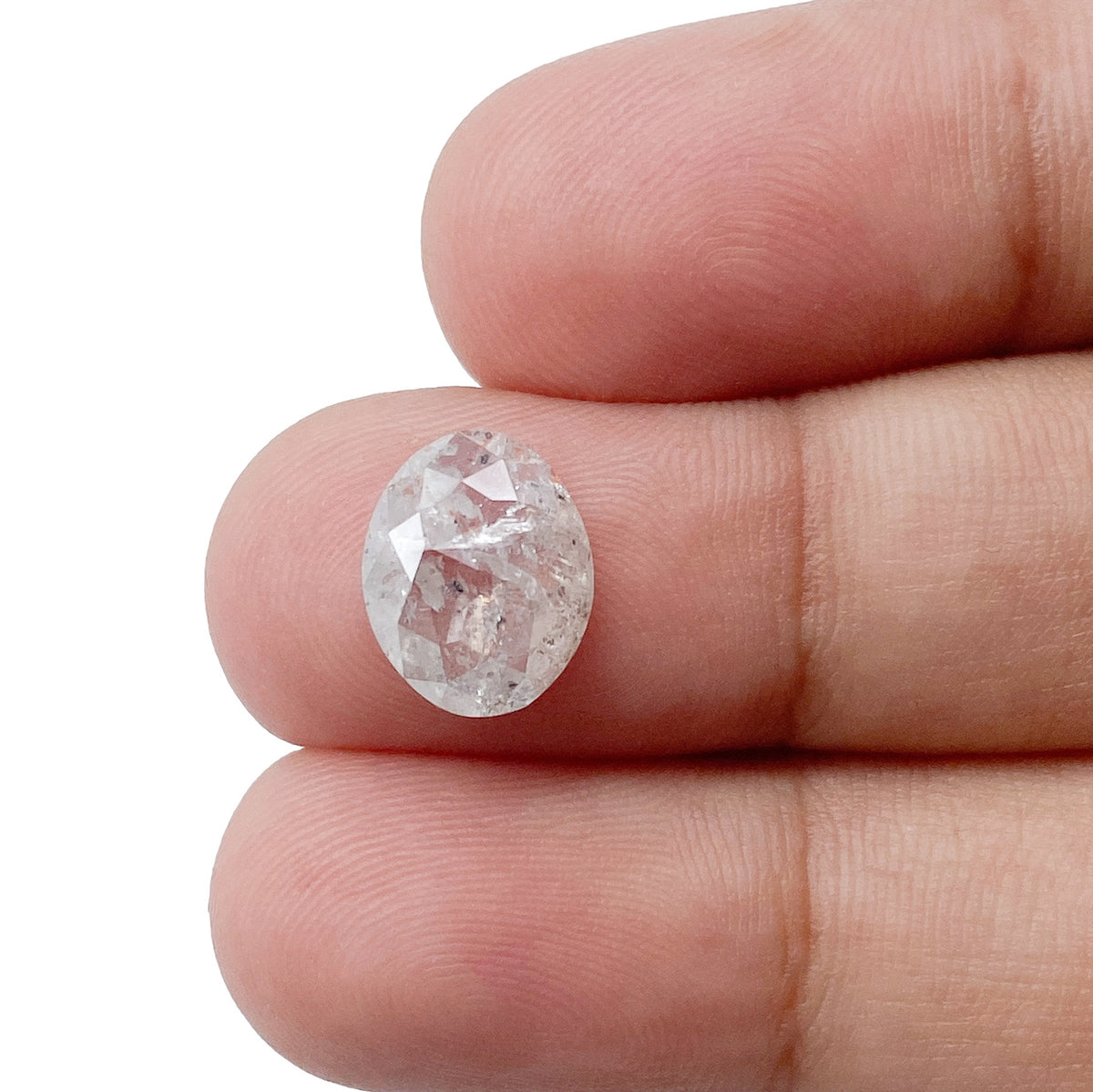 1.90ct | Salt &amp; Pepper Oval Shape Rose Cut Diamond - Modern Rustic Diamond