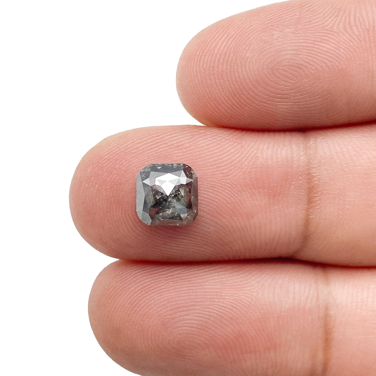 1.49ct | Salt &amp; Pepper Cushion Shape Rose Cut Diamond - Modern Rustic Diamond
