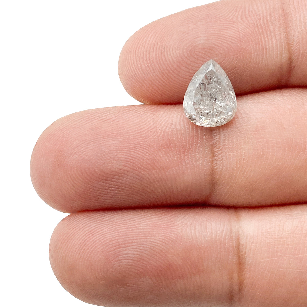 2.48ct | Salt &amp; Pepper Pear Shape Brilliant Cut Diamond - Modern Rustic Diamond