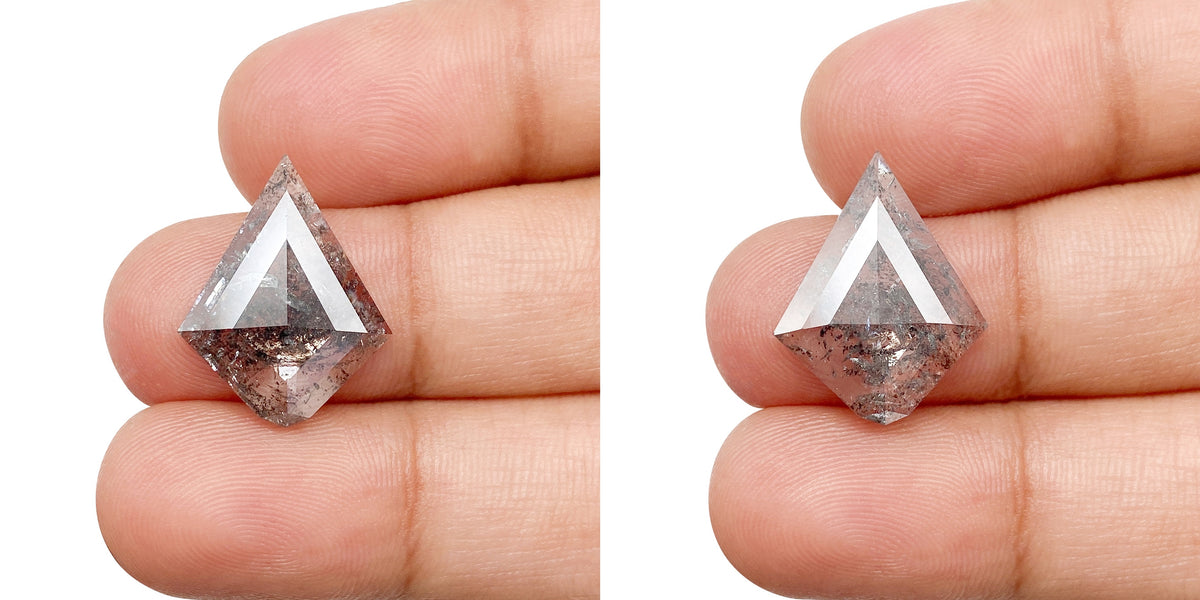 7.76cttw | Rustic Kite Shape Rose Cut Diamond Matched Pair - Modern Rustic Diamond