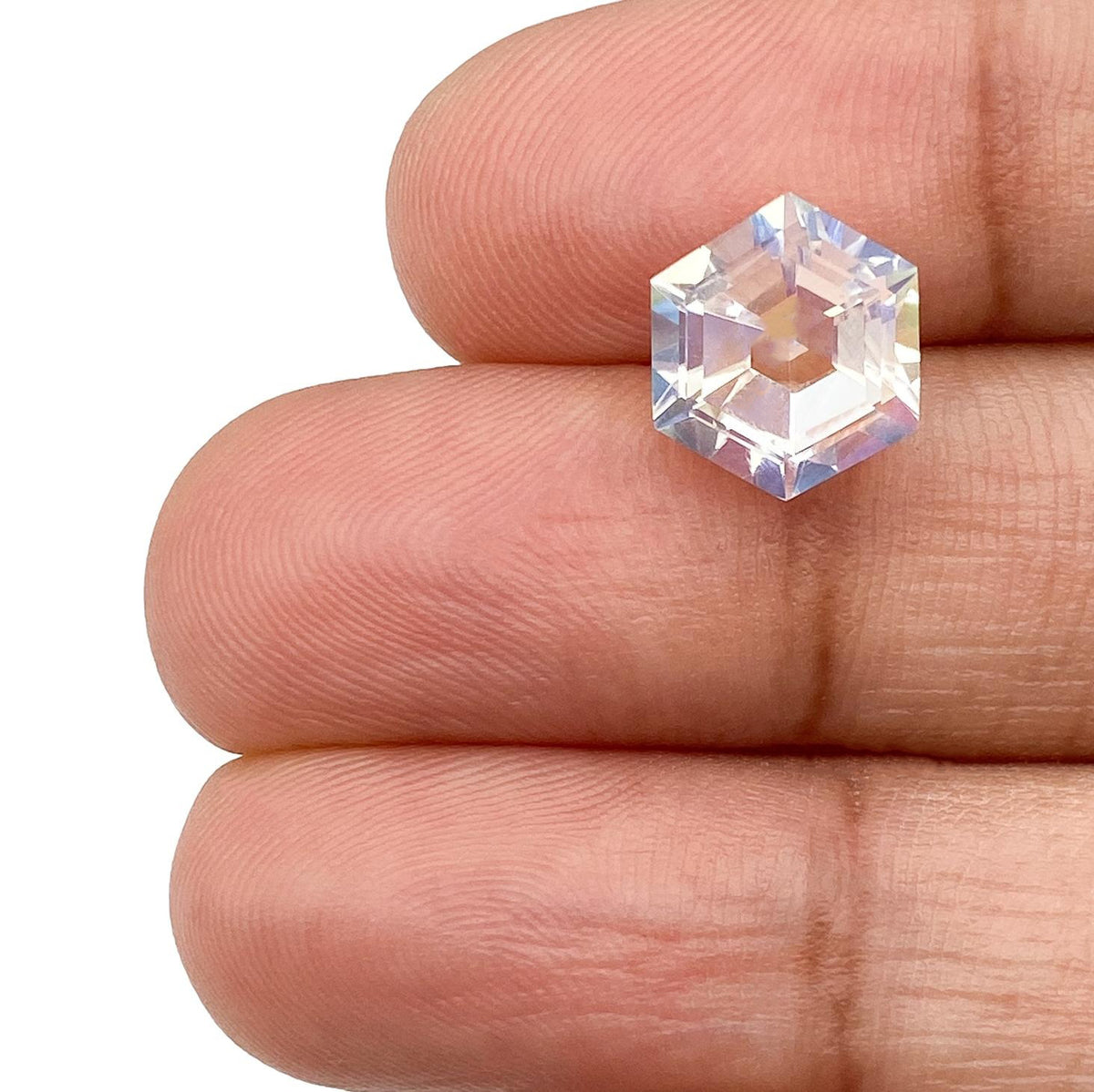 2.47ct |  Hexagon Shape Step Cut Moonstone - Modern Rustic Diamond