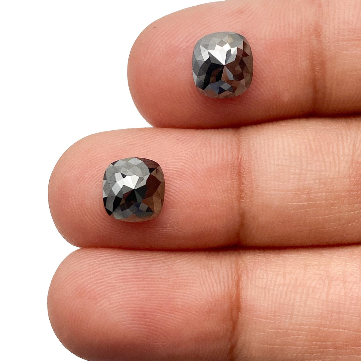 2.55cttw | Black Cushion Shape Rose Cut Diamond Matched Pair-Modern Rustic Diamond