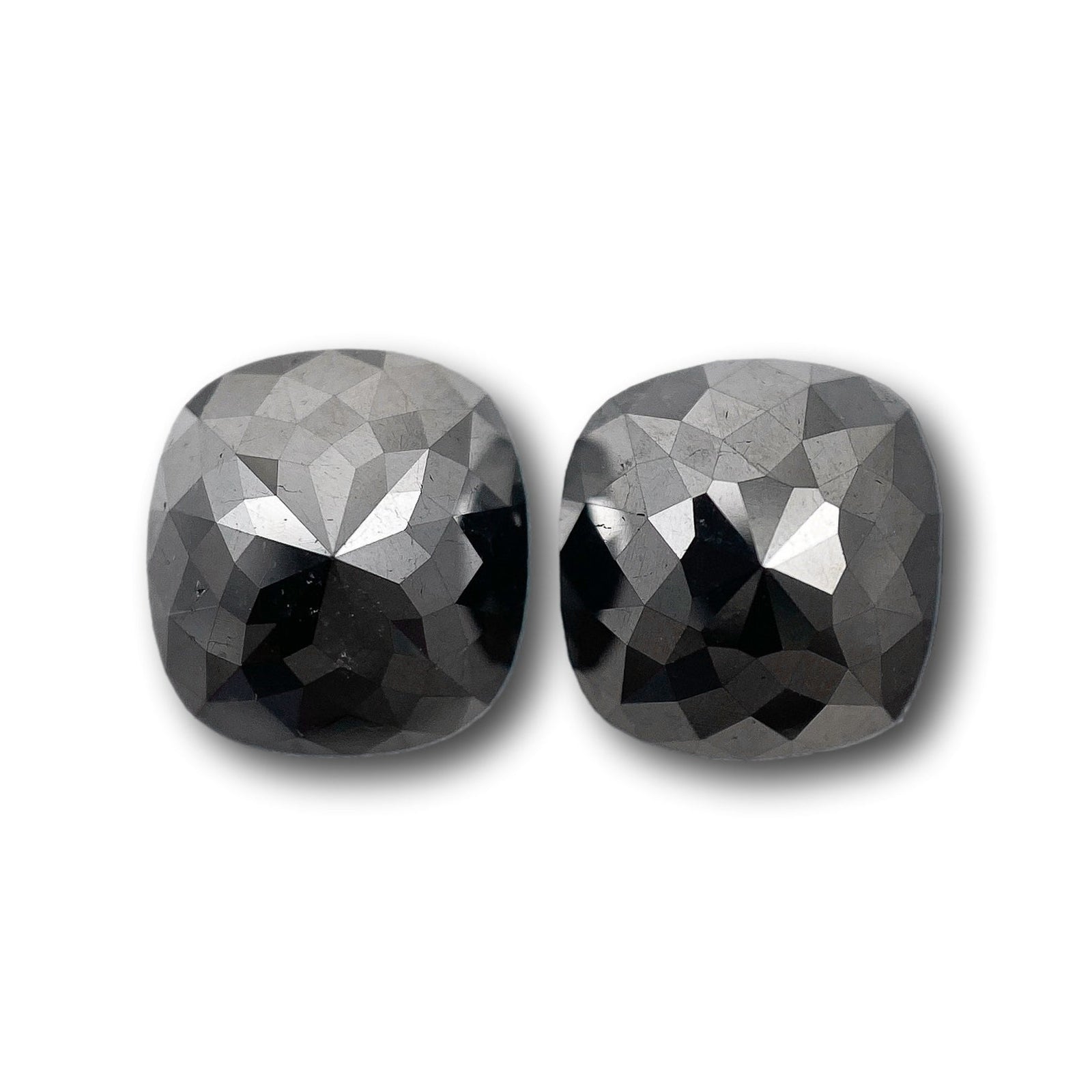 2.55cttw | Black Cushion Shape Rose Cut Diamond Matched Pair-Modern Rustic Diamond