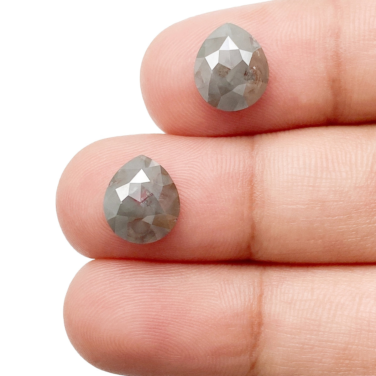 5.08cttw | Rustic  Pear Shape Rose Cut Diamond Matched Pair - Modern Rustic Diamond