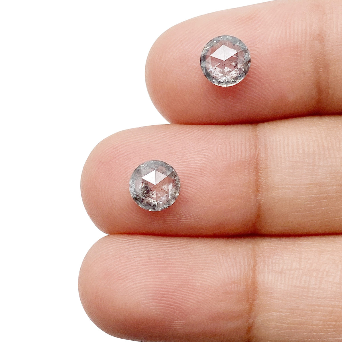 1.52cttw | Rustic Round Shape Brilliant Cut Diamond Matched Pair - Modern Rustic Diamond
