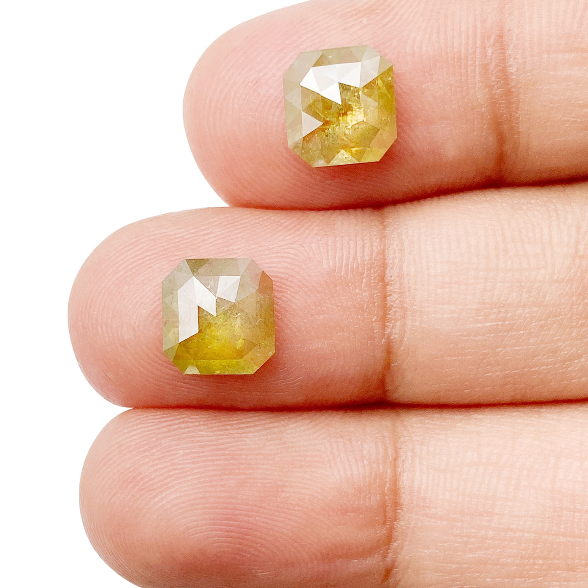 2.96cttw | Salt &amp; Pepper Asscher Shape Step Cut Diamond Matched Pair - Modern Rustic Diamond