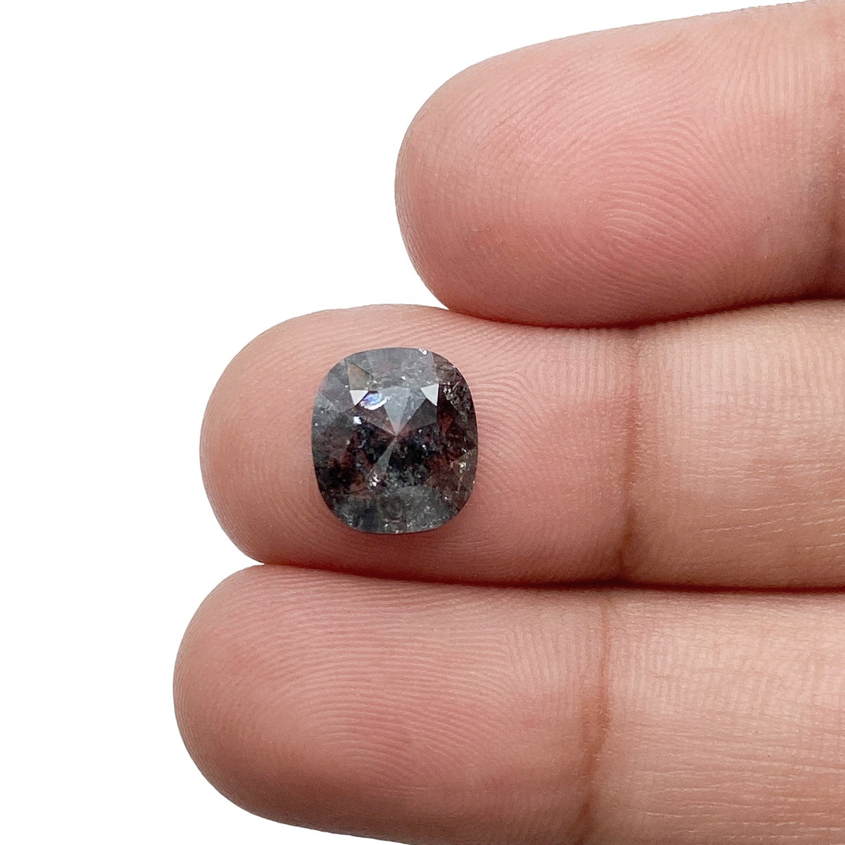 2.04ct | Salt &amp; Pepper Cushion Shape Rose Cut Diamond - Modern Rustic Diamond