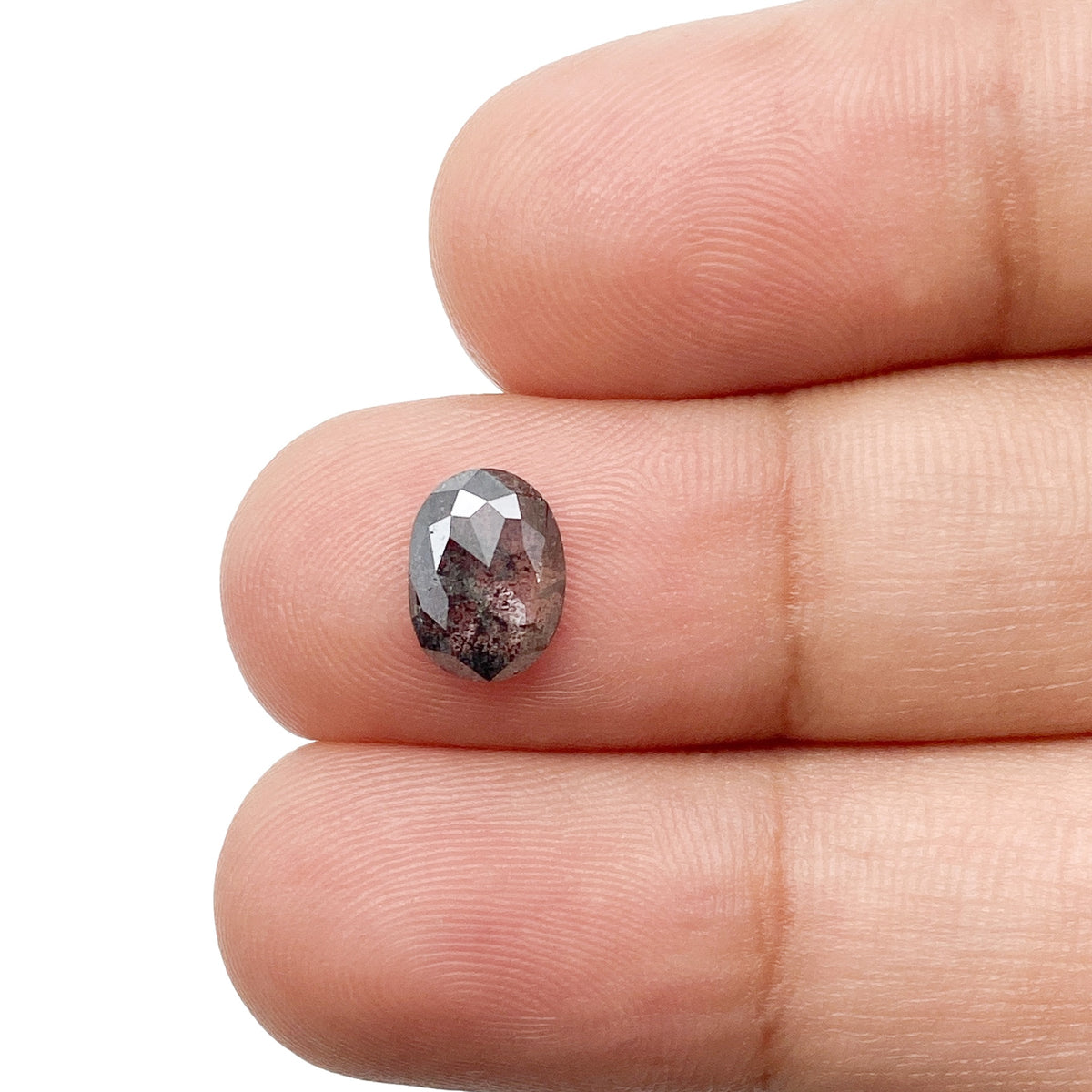 0.90ct | Salt &amp; Pepper Oval Shape Rose Cut Diamond - Modern Rustic Diamond