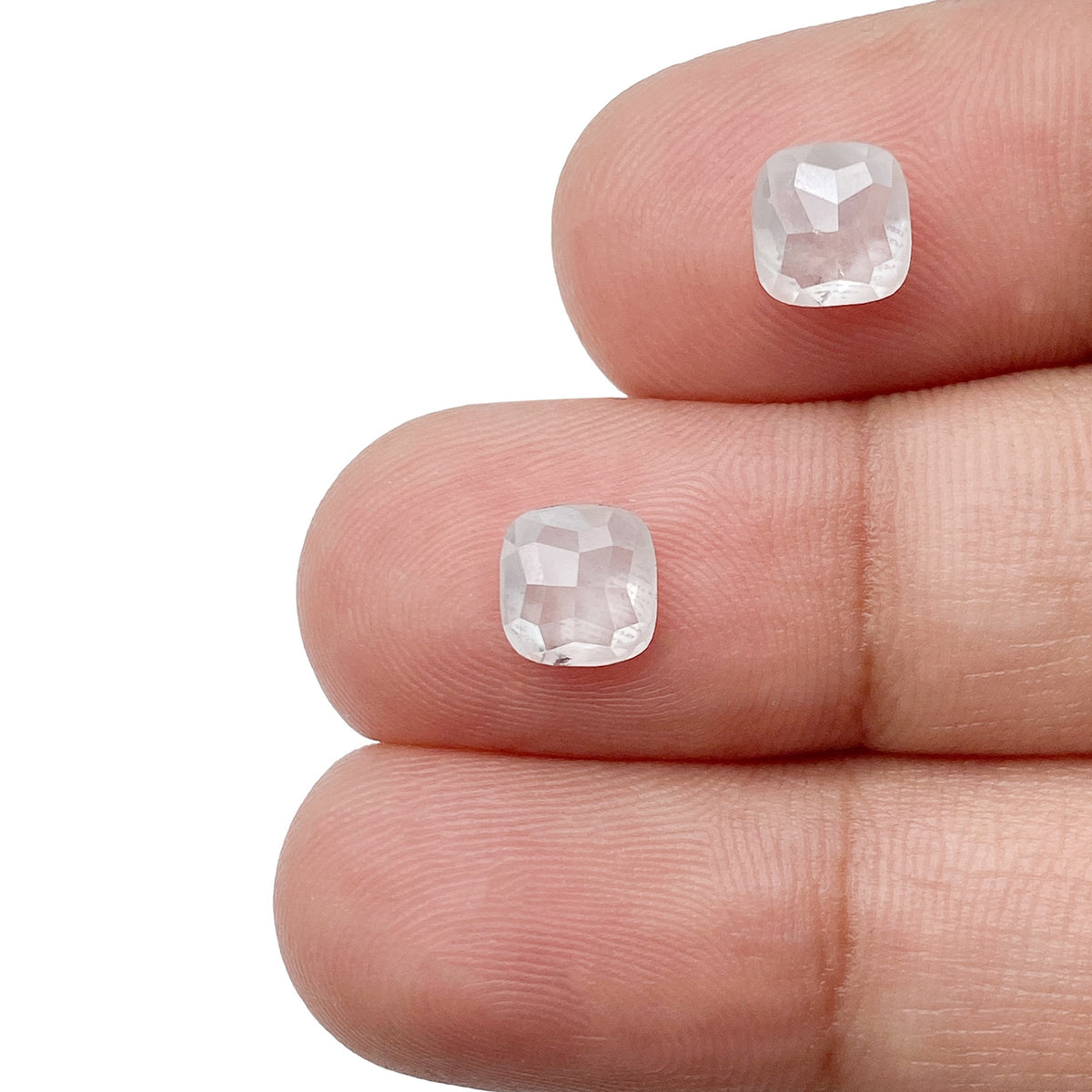 1.89cttw | Salt &amp; Pepper Cushion Shape Rose Cut Diamond Matched Pair - Modern Rustic Diamond