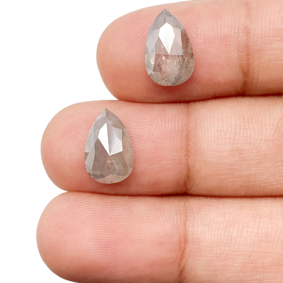3.75cttw | Rustic Pear Shape Rose Cut Diamond Matched Pair - Modern Rustic Diamond