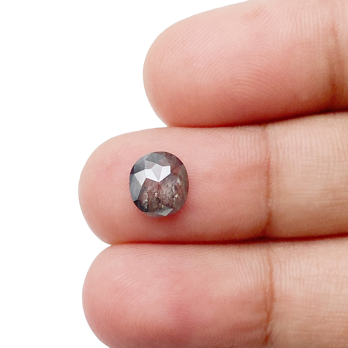 1.18ct | Salt &amp; Pepper Cushion Shape Rose Cut Diamond - Modern Rustic Diamond