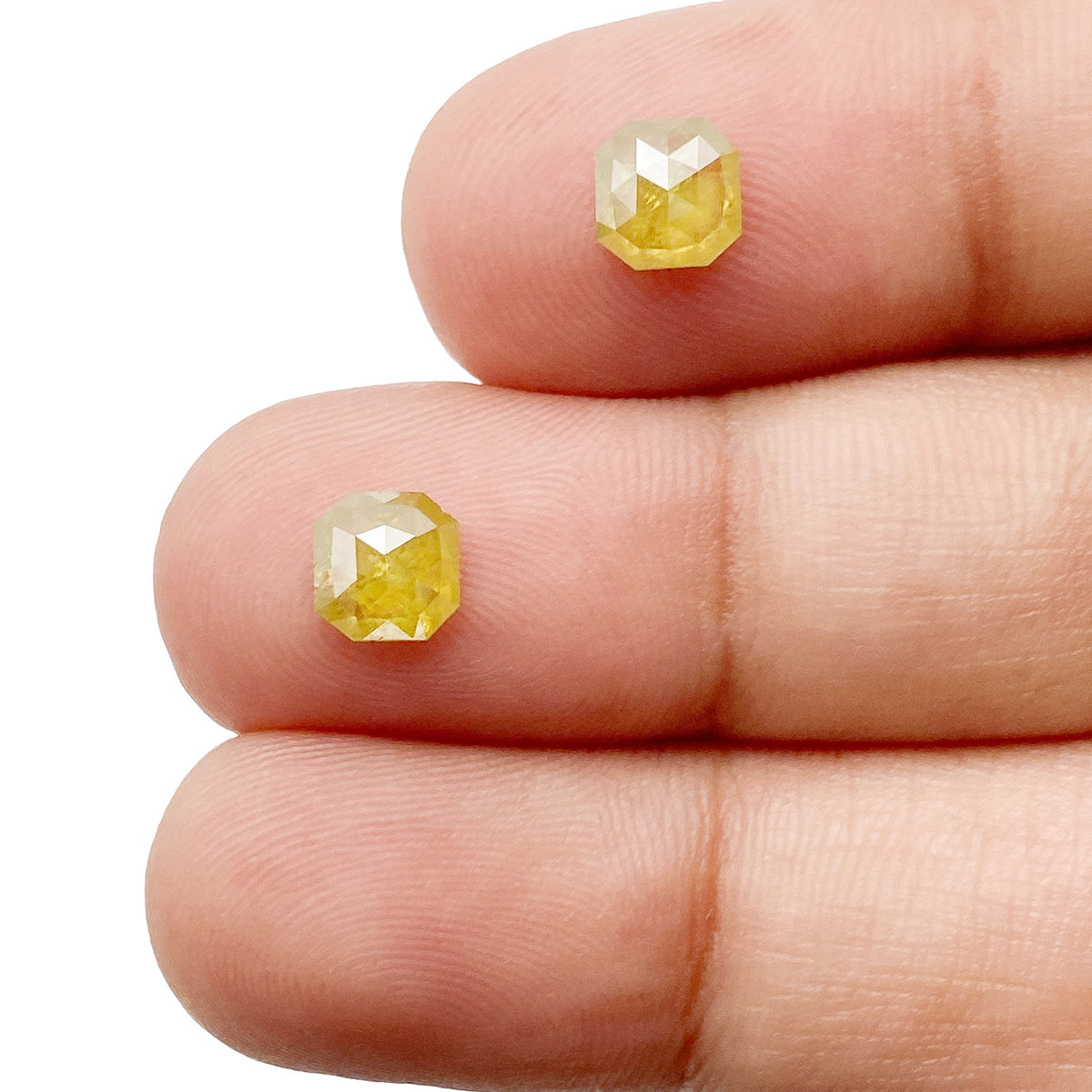 1.28cttw | Rustic  Asscher Shape Step Cut Diamond Matched Pair - Modern Rustic Diamond