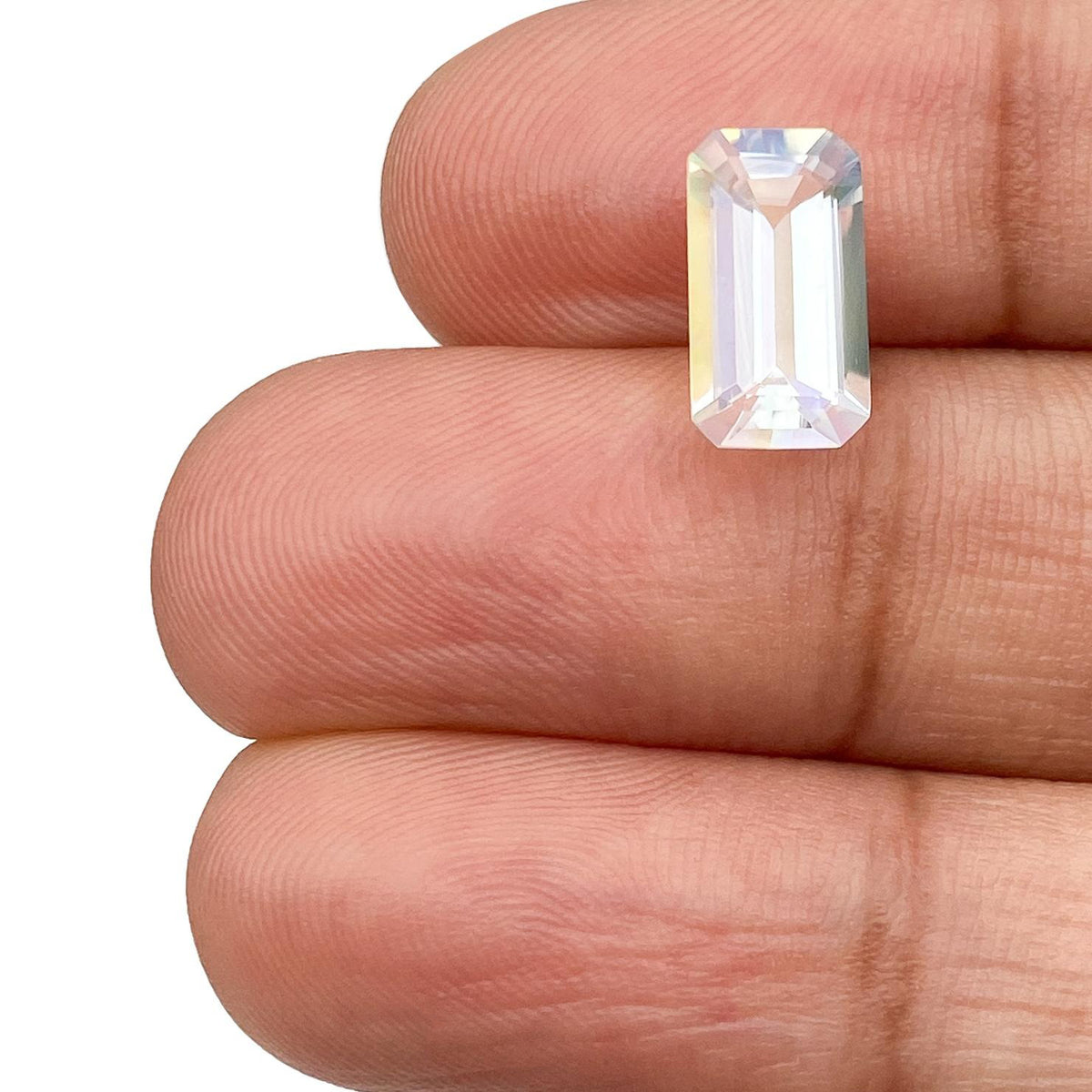 1.54ct |  Emerald Shape Step Cut Moonstone - Modern Rustic Diamond