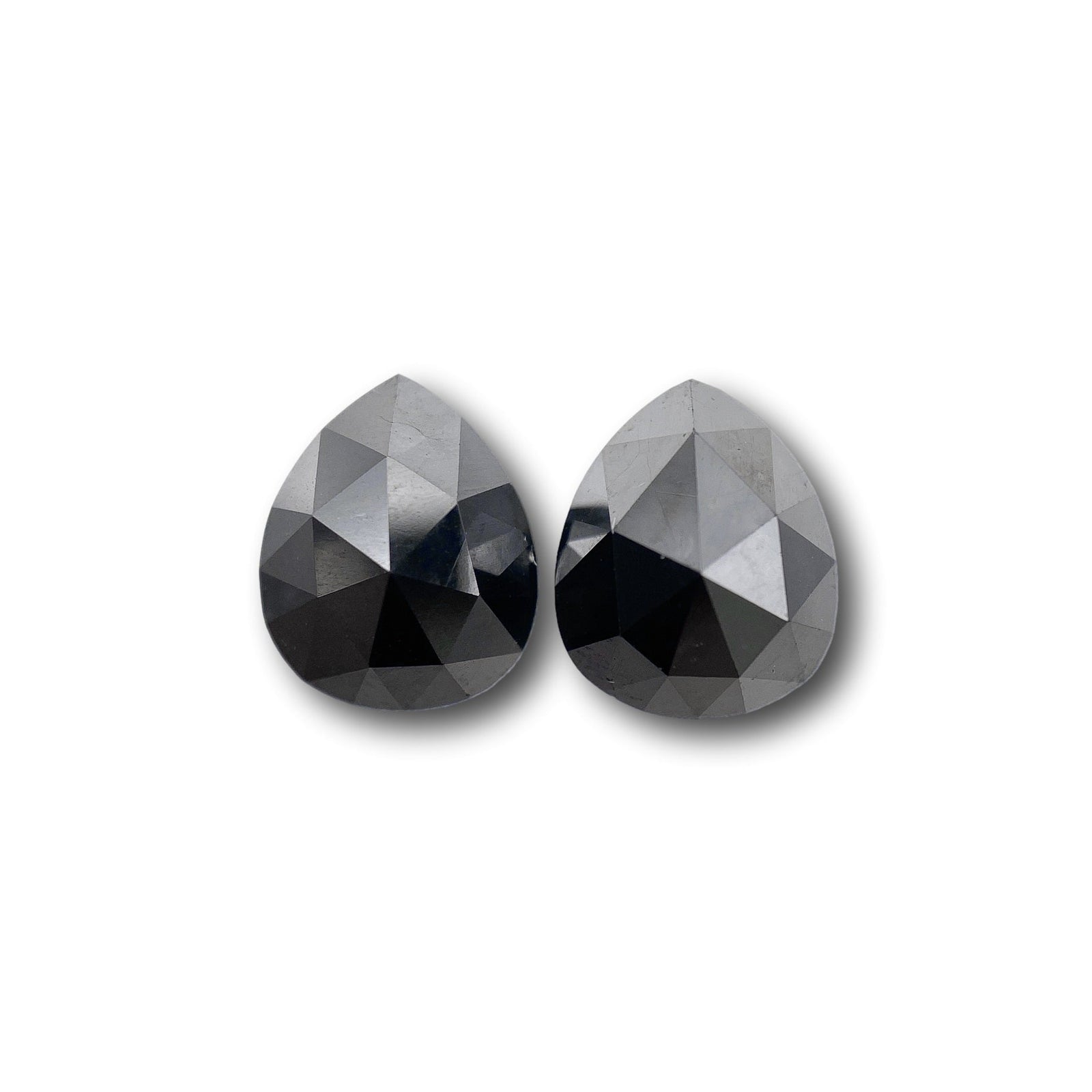 2.60cttw | Black Pear Shape Rose Cut Diamond Matched Pair-Modern Rustic Diamond
