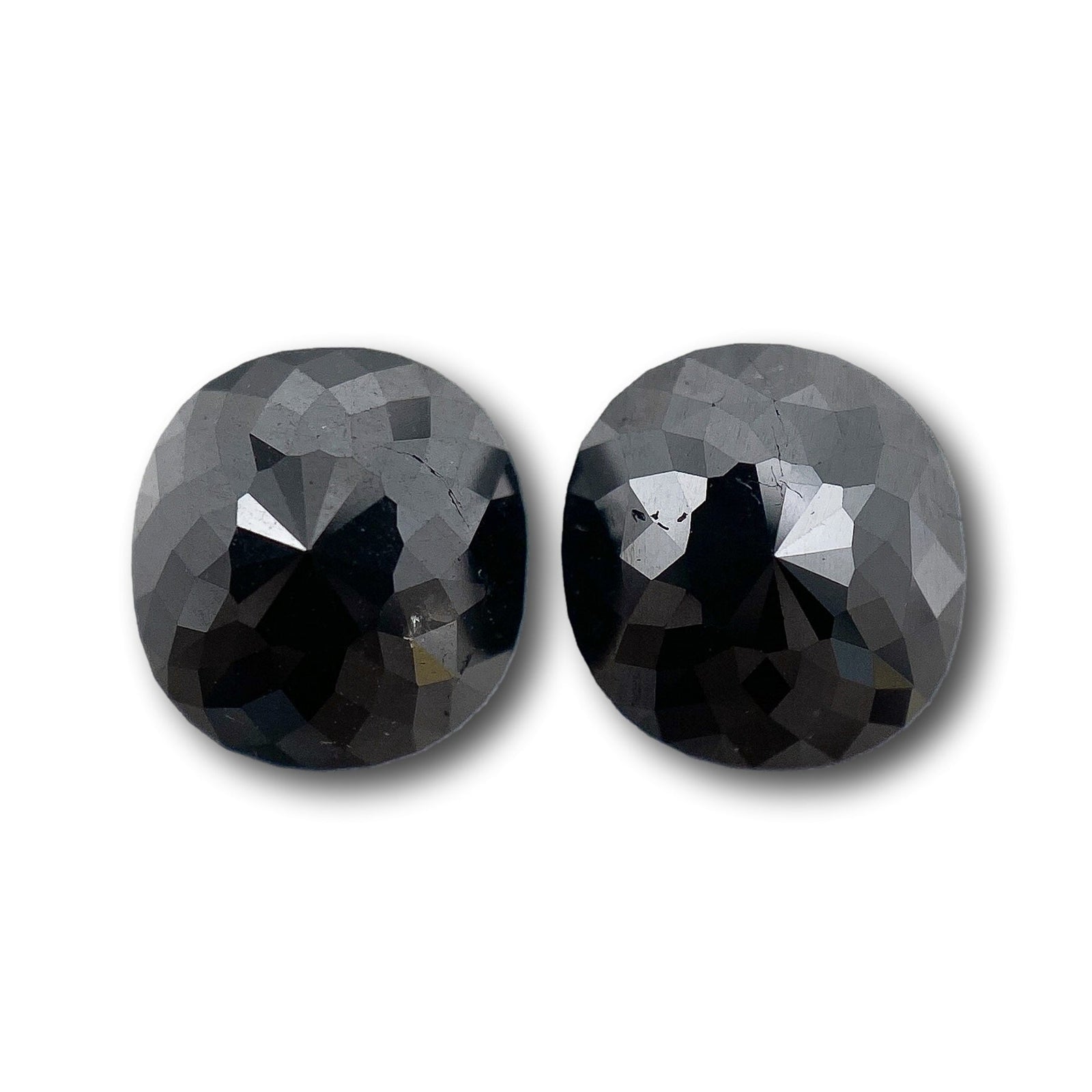 2.61cttw | Black Cushion Shape Rose Cut Diamond Matched Pair-Modern Rustic Diamond