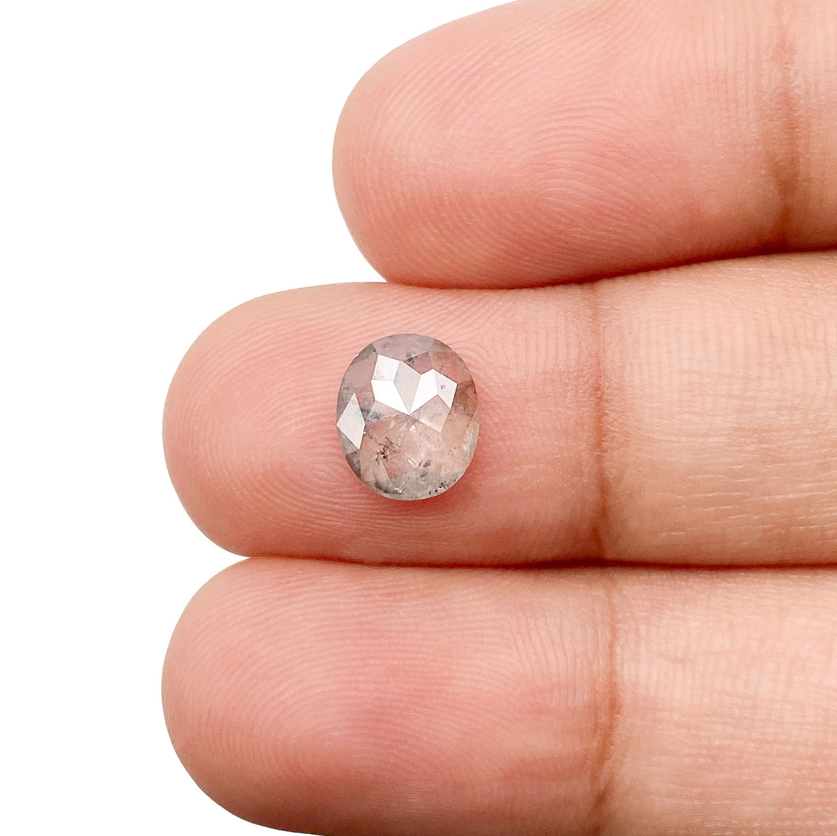 1.09ct | Salt &amp; Pepper Cushion Shape Rose Cut Diamond - Modern Rustic Diamond