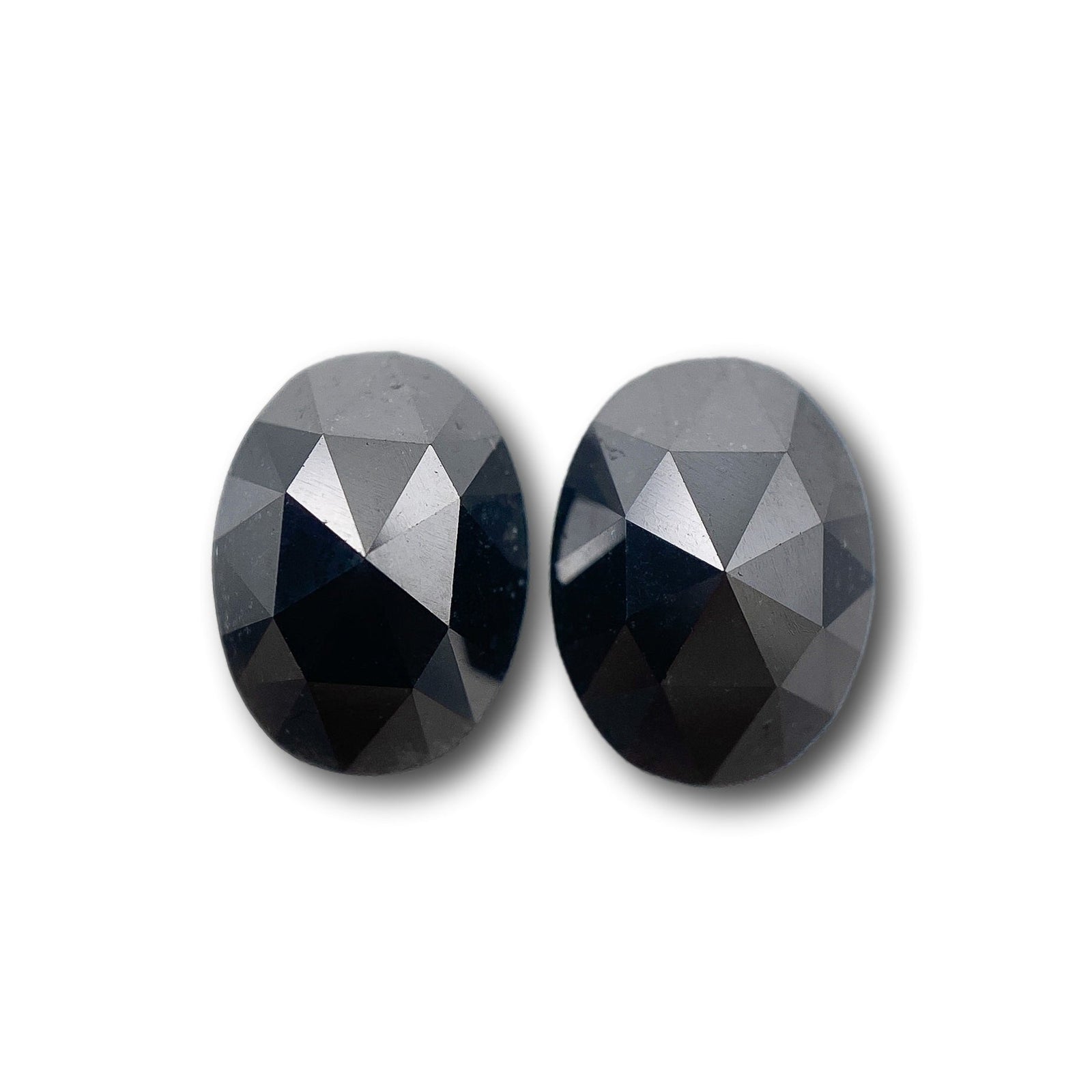 2.63cttw | Black Oval Shape Rose Cut Diamond Matched Pair-Modern Rustic Diamond