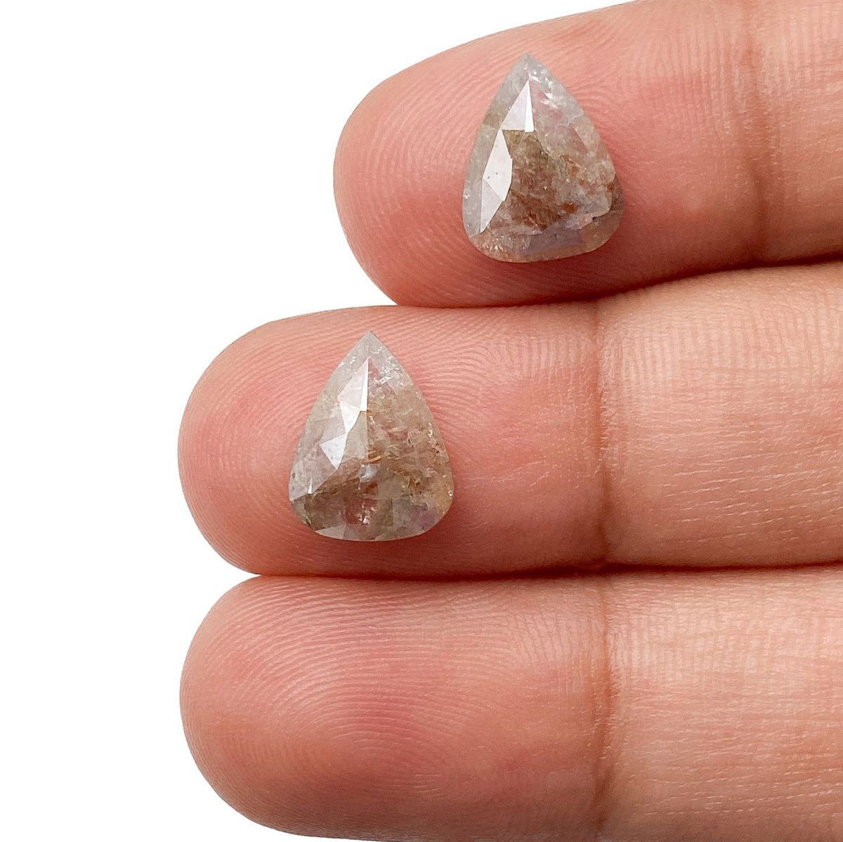 2.86cttw | Rustic  Pear Shape Rose Cut Diamond Matched Pair - Modern Rustic Diamond