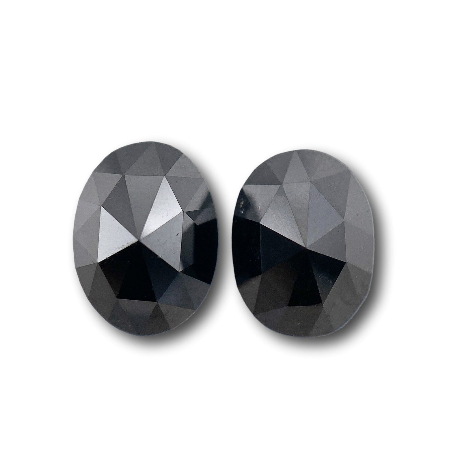 2.65cttw | Black Oval Shape Rose Cut Diamond Matched Pair-Modern Rustic Diamond