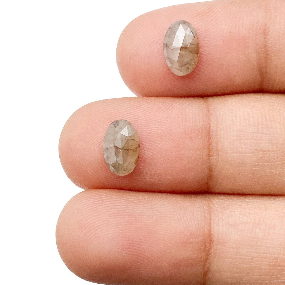 1.63cttw | Rustic  Oval Shape Rose Cut Diamond Matched Pair - Modern Rustic Diamond