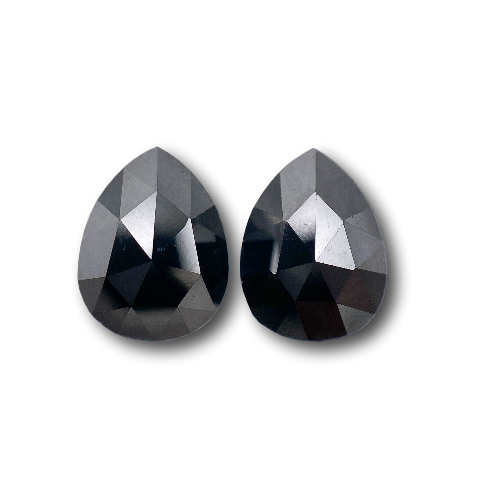 2.66cttw | Black Pear Shape Rose Cut Diamond Matched Pair-Modern Rustic Diamond