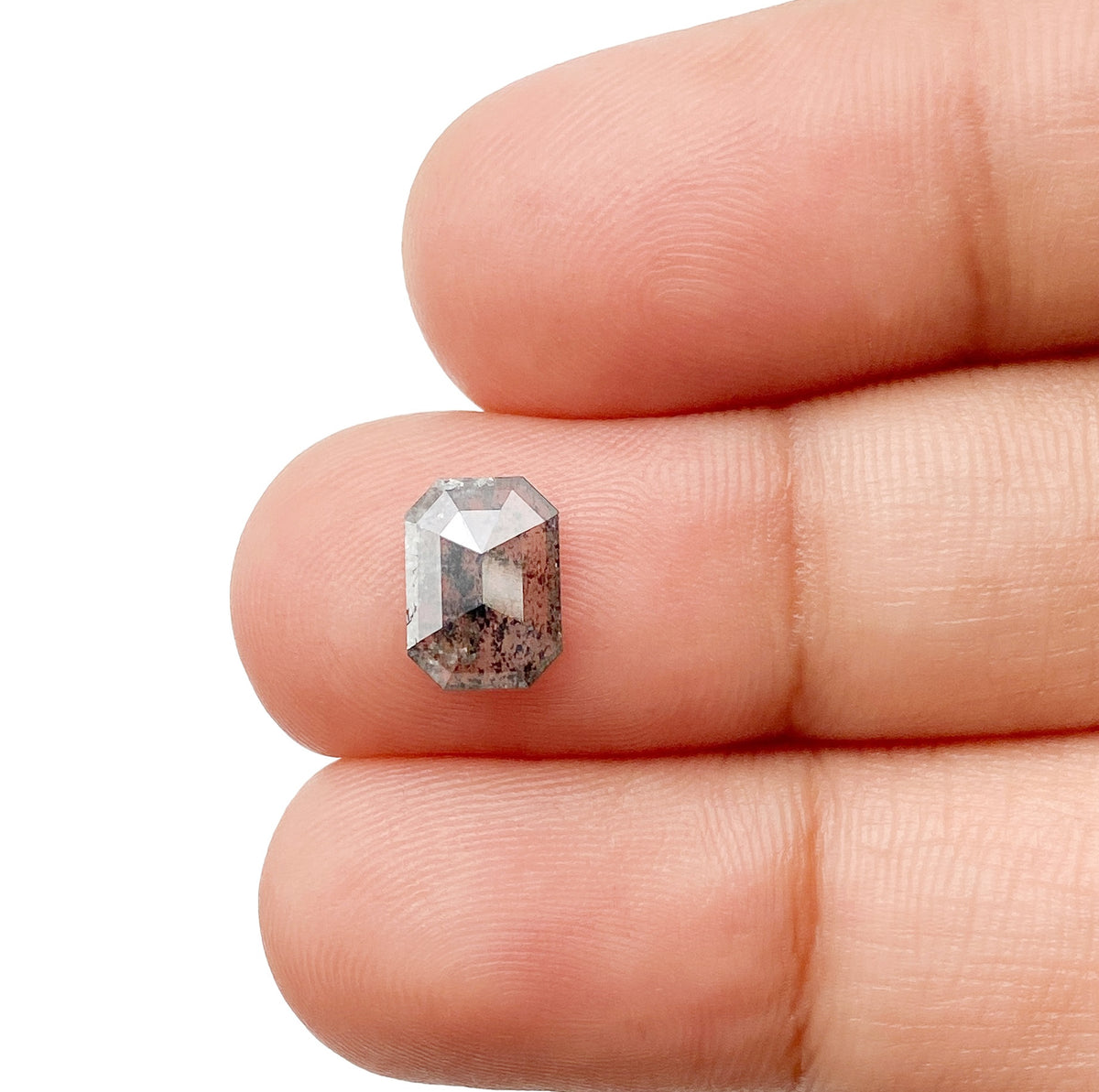 0.95ct | Salt &amp; Pepper Emerald Shape Step Cut Diamond - Modern Rustic Diamond