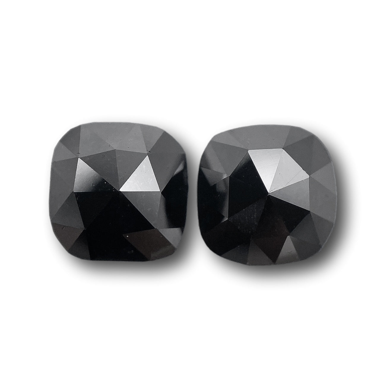 2.68cttw | Black Cushion Shape Rose Cut Diamond Matched Pair-Modern Rustic Diamond