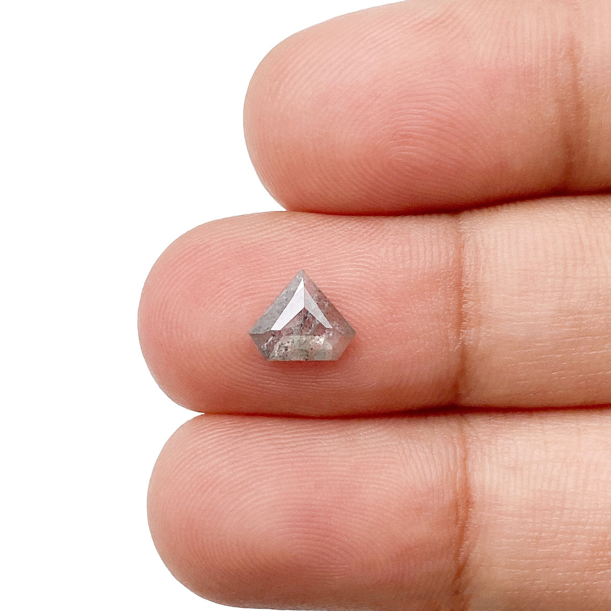 0.52ct | Salt &amp; Pepper Shield Shape Rose Cut Diamond - Modern Rustic Diamond