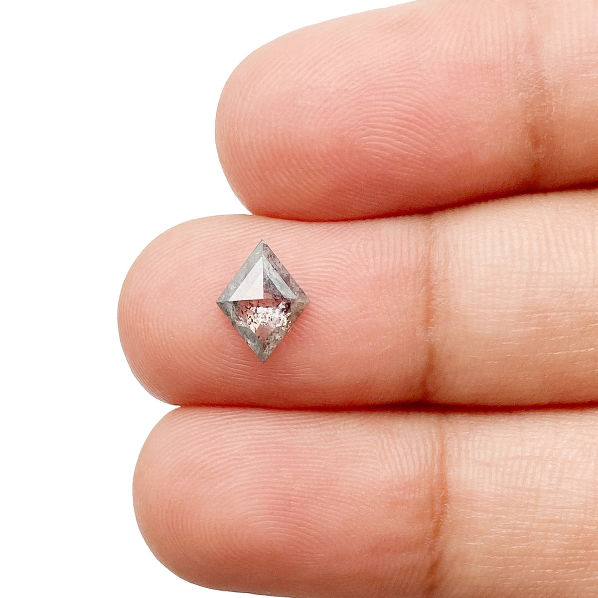 0.73ct | Salt & Pepper Lozenge Shape Rose Cut Diamond - Modern Rustic Diamond