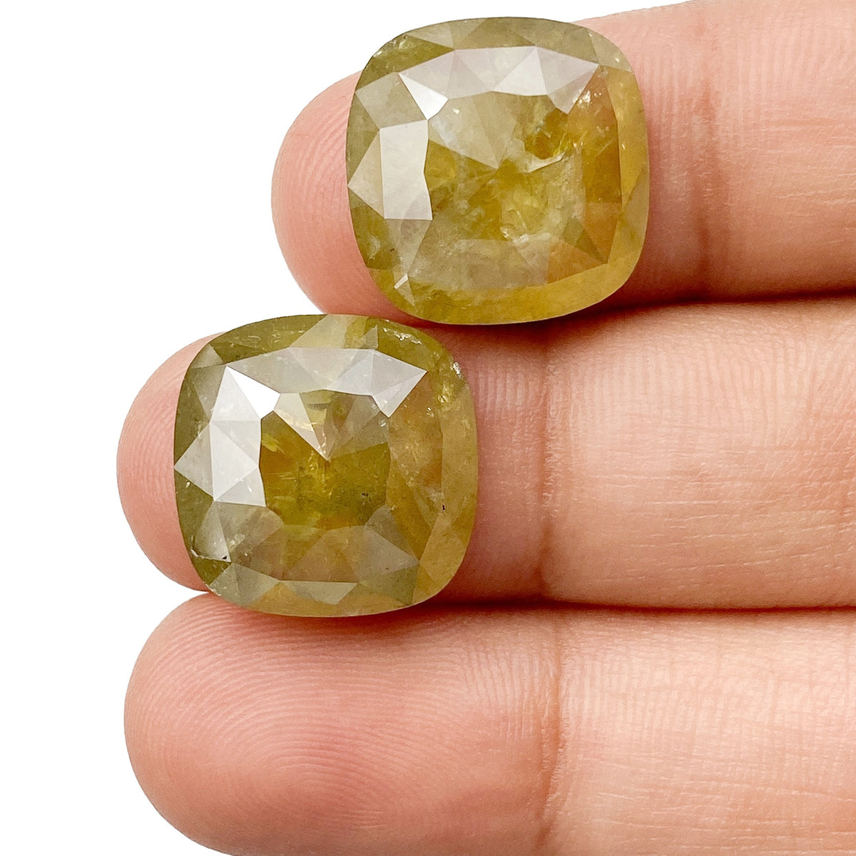 19.95cttw | Salt &amp; Pepper Cushion Shape Rose Cut Diamond Matched Pair - Modern Rustic Diamond