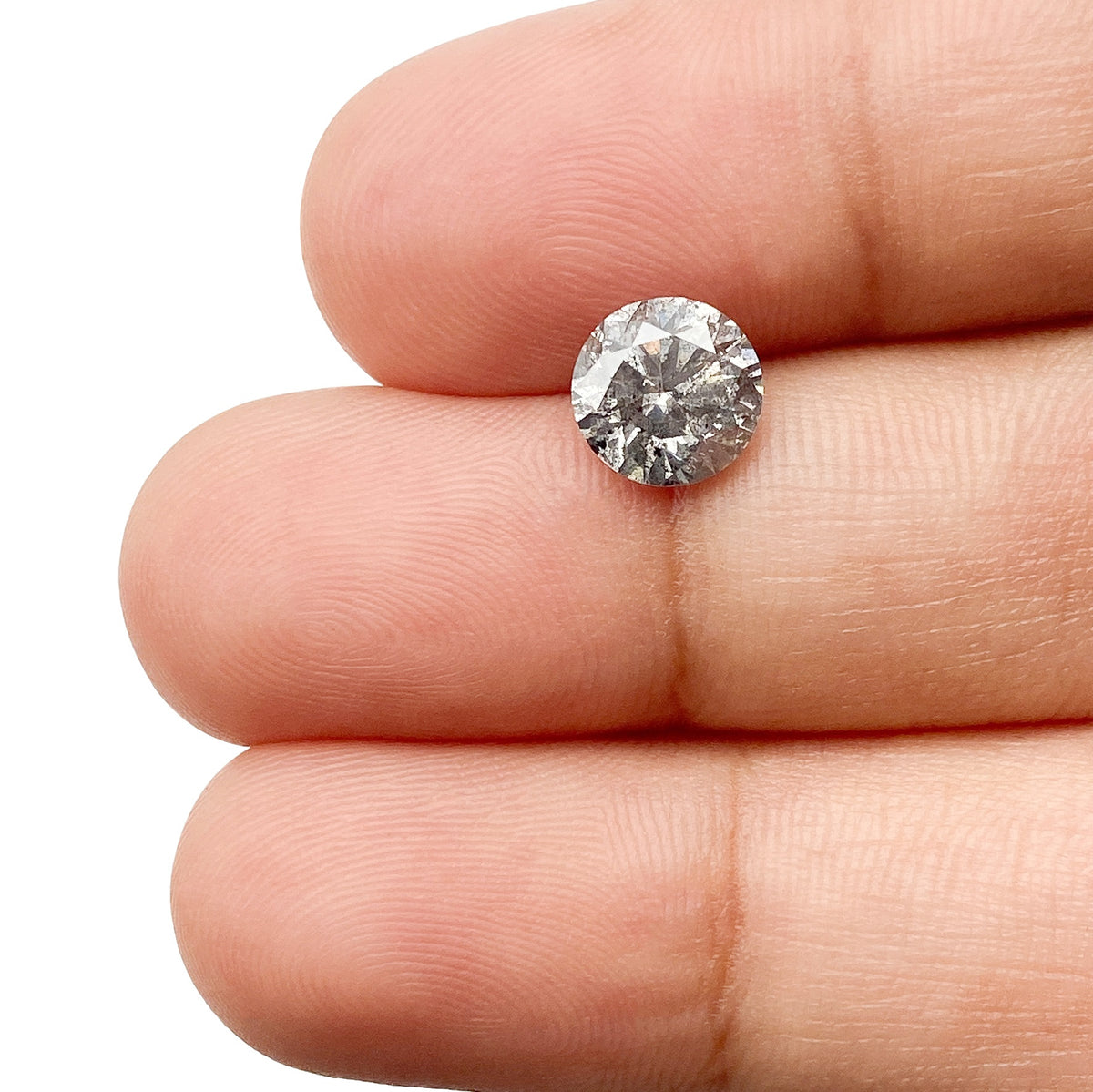 1.27ct | Salt & Pepper Round Shape Brilliant Cut Diamond - Modern Rustic Diamond