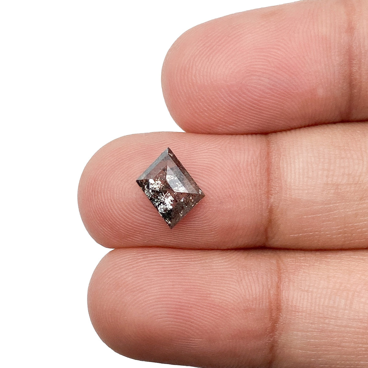 1.10ct | Salt &amp; Pepper Rhomboid Shape Rose Cut Diamond - Modern Rustic Diamond