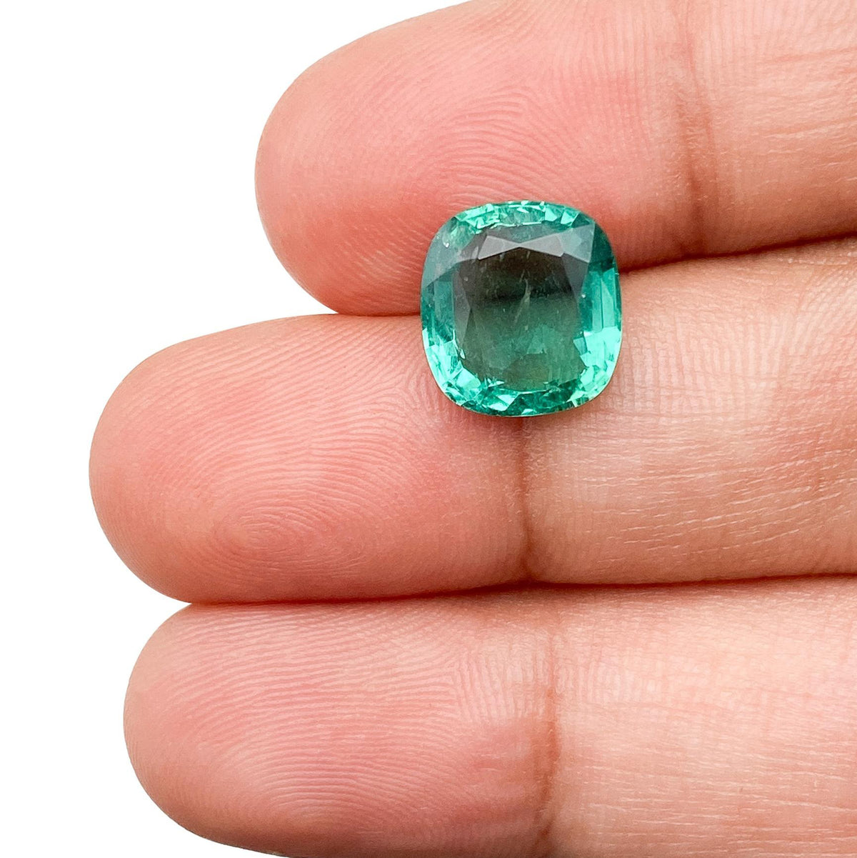 3.29ct | Brilliant Cut Cushion Shape Brazil Emerald - Modern Rustic Diamond