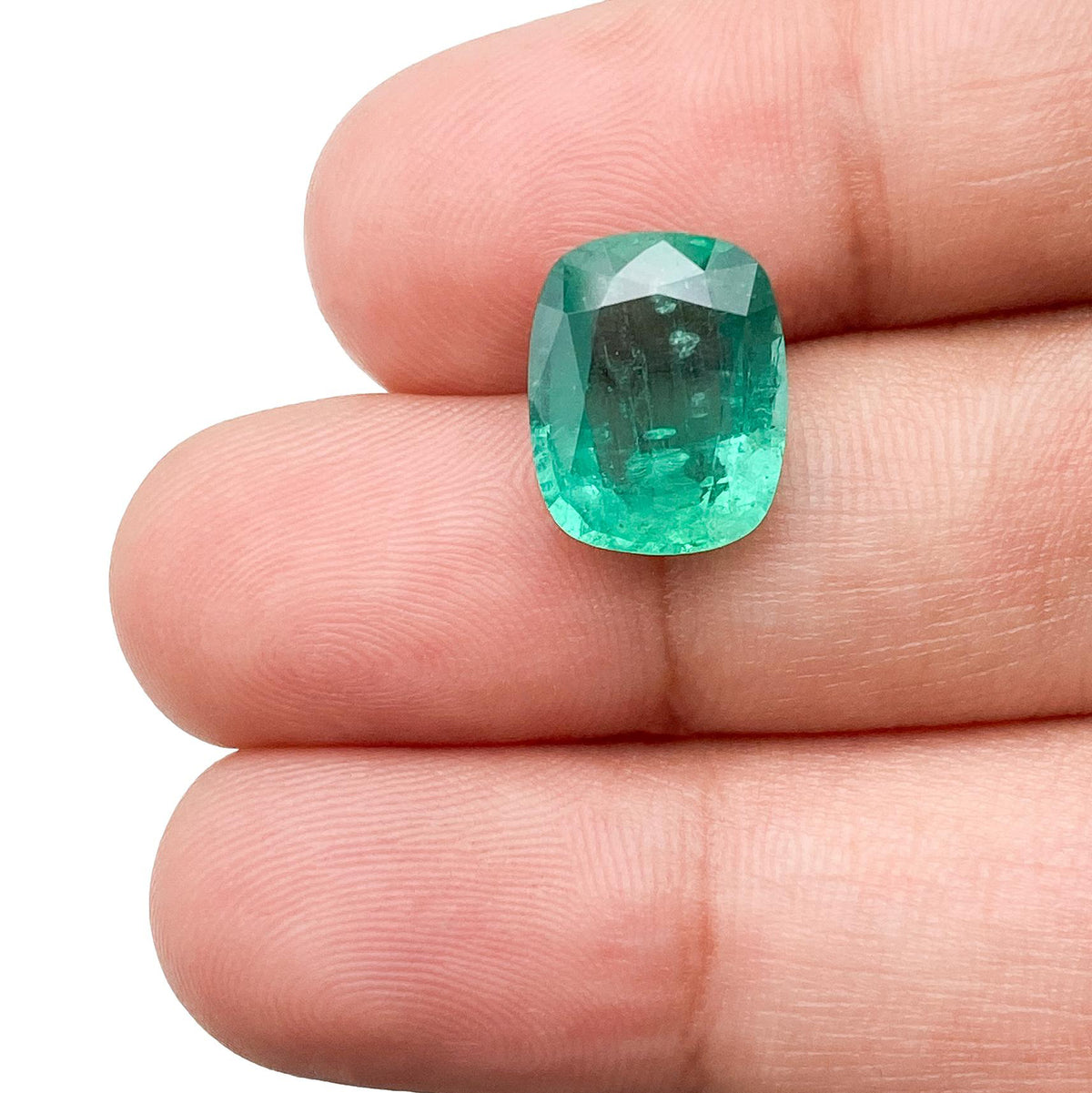 3.83ct | Brilliant Cut Cushion Shape Brazil Emerald - Modern Rustic Diamond