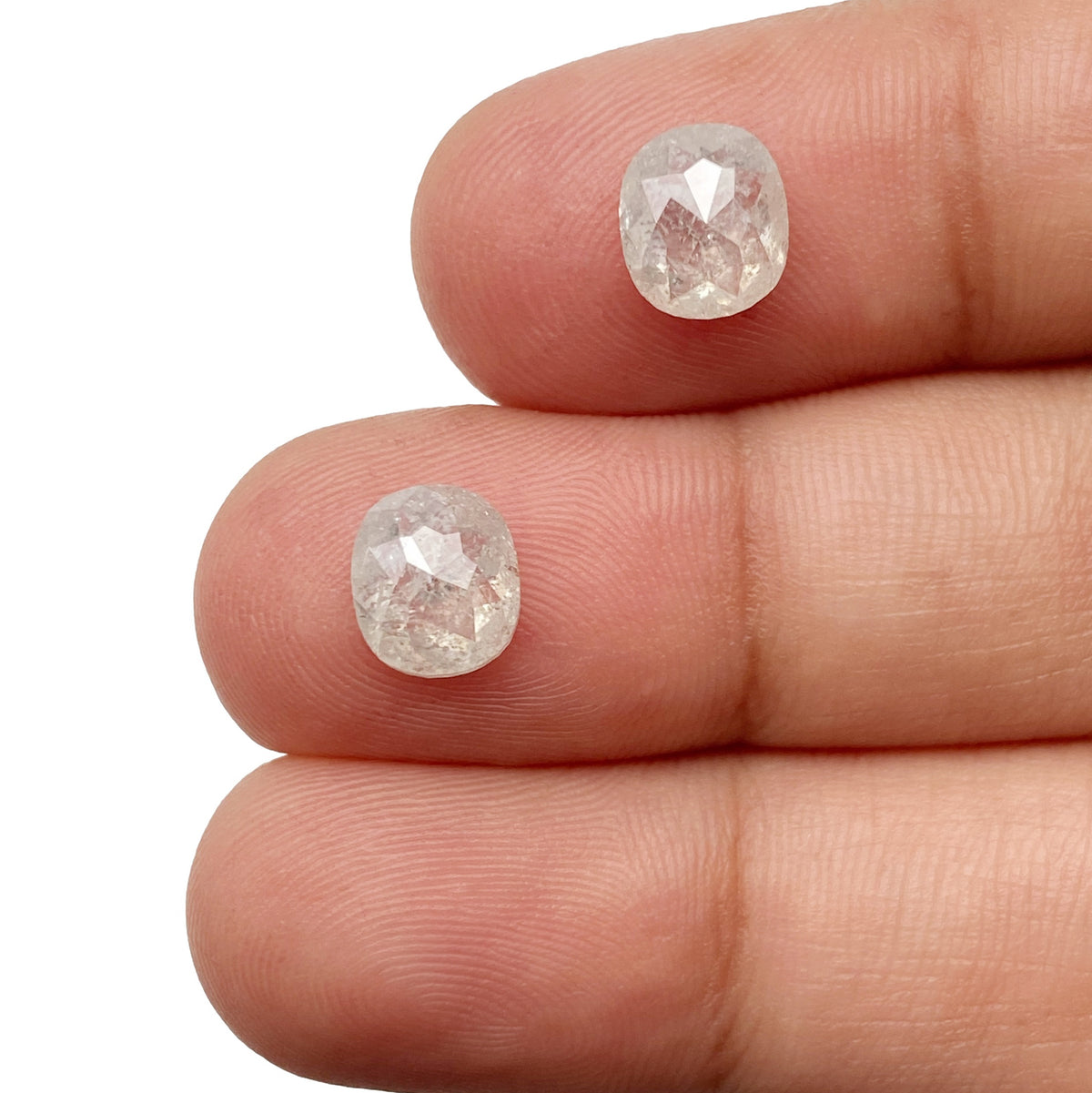 2.37cttw | Rustic  Cushion Shape Rose Cut Diamond Matched Pair - Modern Rustic Diamond