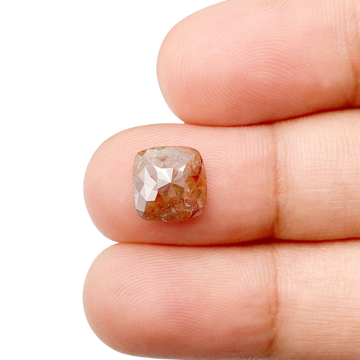 1.87ct | Salt &amp; Pepper Cushion Shape Rose Cut Diamond - Modern Rustic Diamond