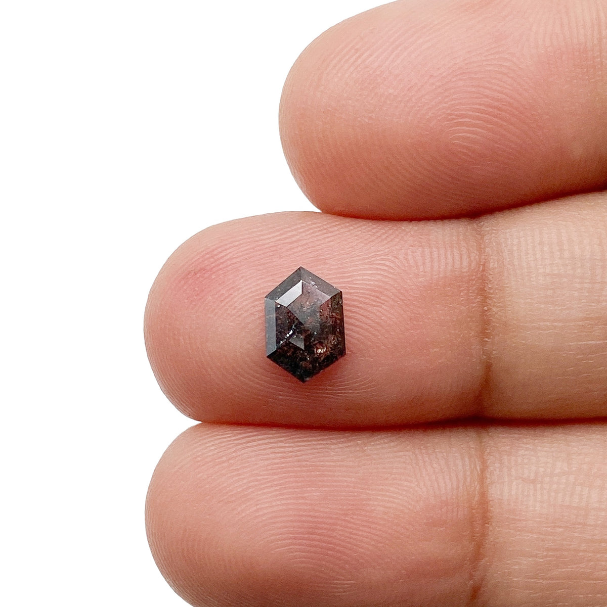 0.53ct | Salt &amp; Pepper Hexagon Shape Rose Cut Diamond - Modern Rustic Diamond