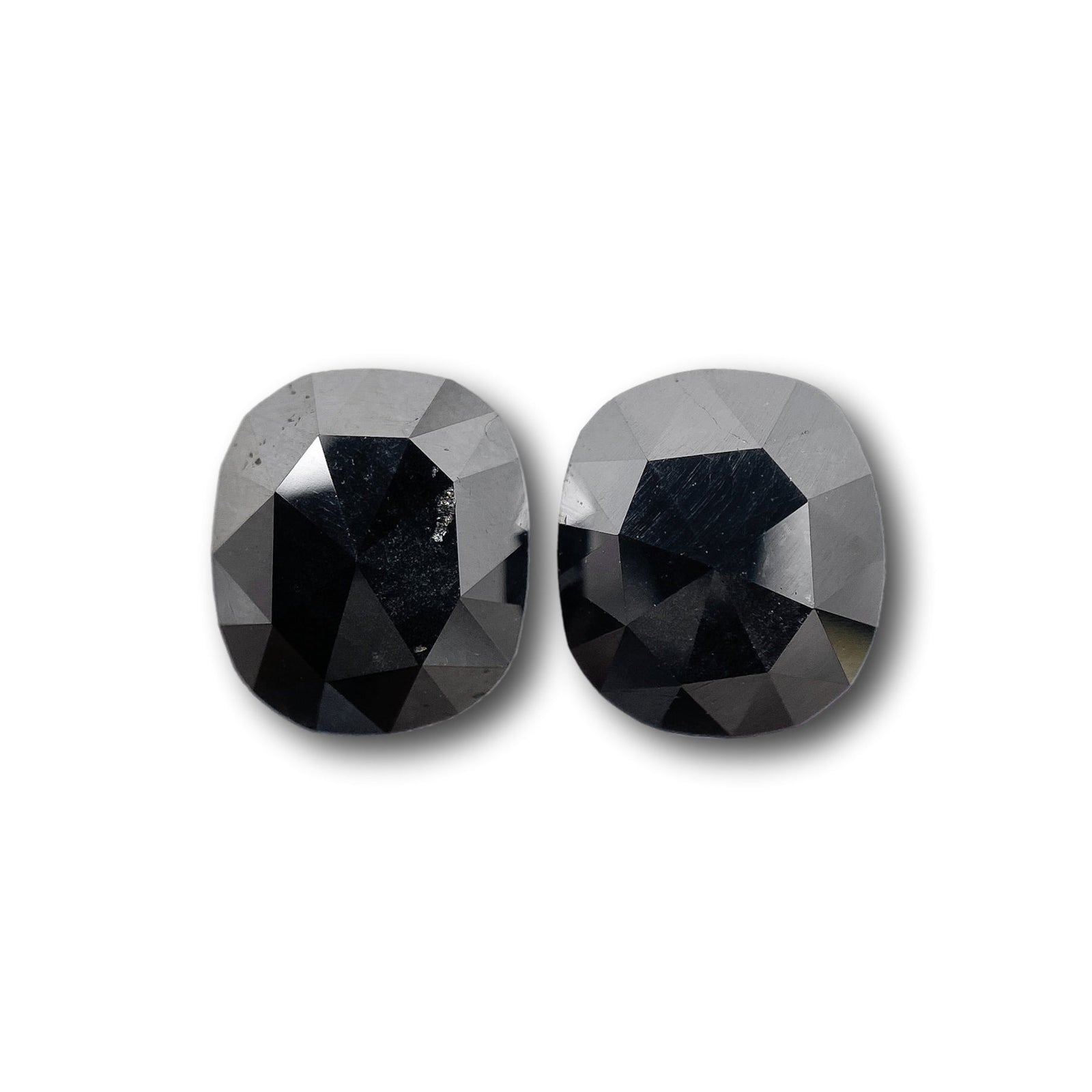 2.70cttw | Black Cushion Shape Rose Cut Diamond Matched Pair-Modern Rustic Diamond