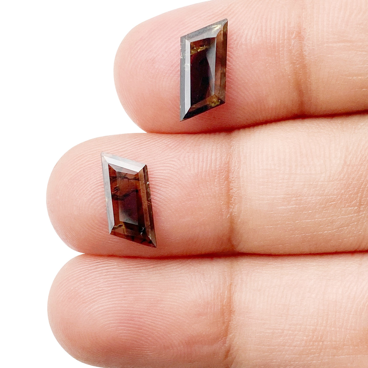 1.69cttw | Salt &amp; Pepper Trapezoid Shape Rose Cut Diamond Matched Pair - Modern Rustic Diamond