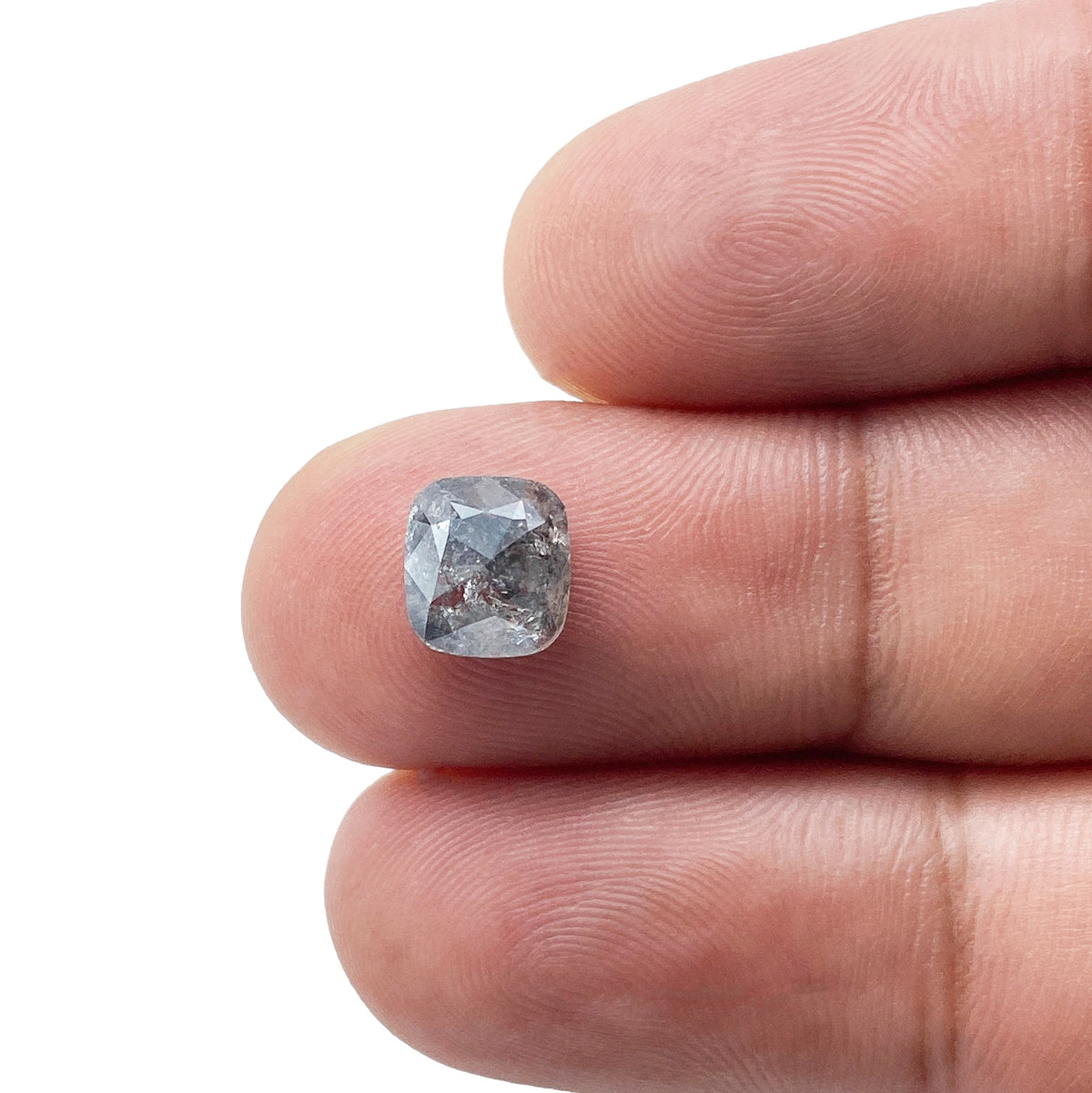 1.57ct | Salt &amp; Pepper Cushion Shape Rose Cut Diamond - Modern Rustic Diamond