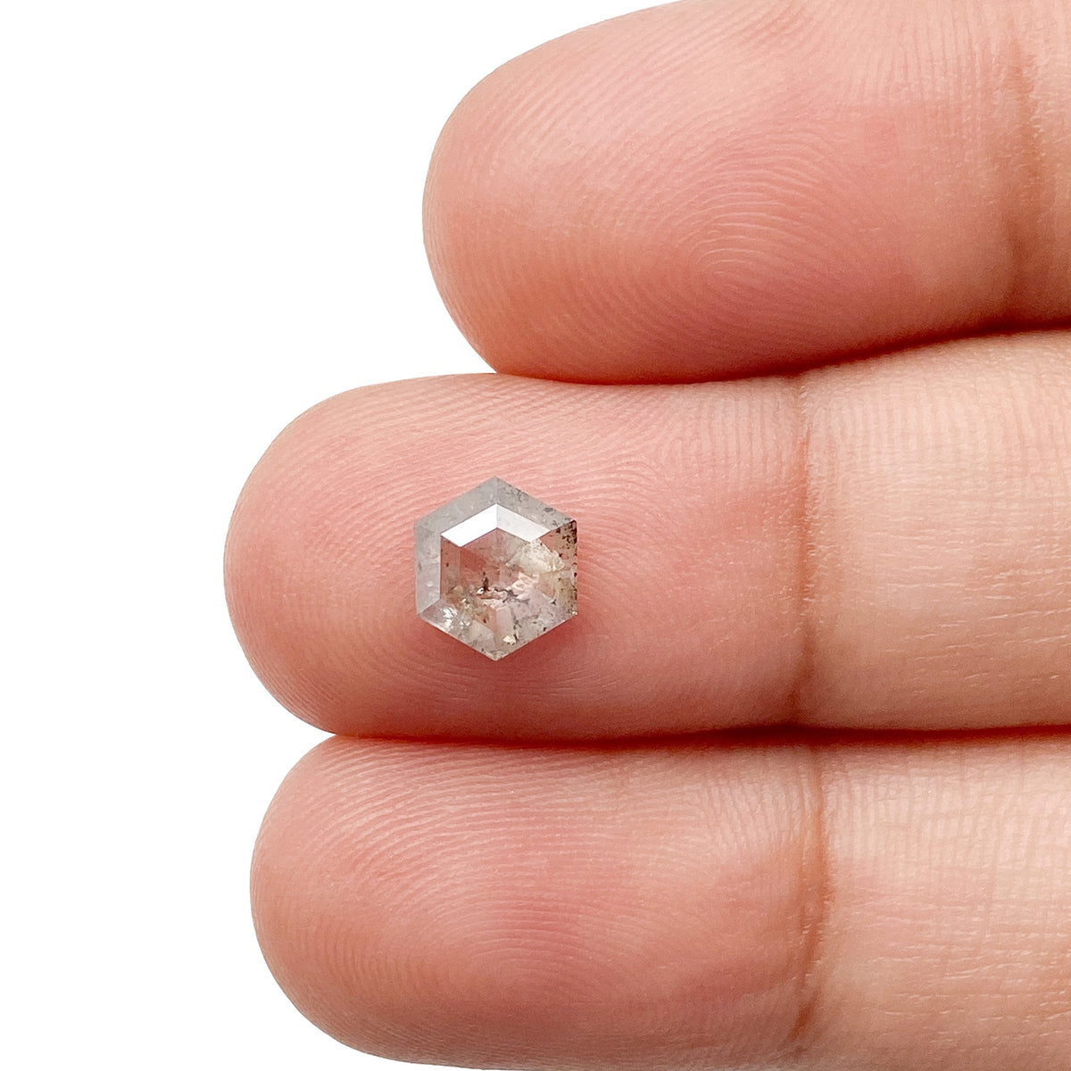 0.78ct | Salt &amp; Pepper Hexagon Shape Step Cut Diamond - Modern Rustic Diamond